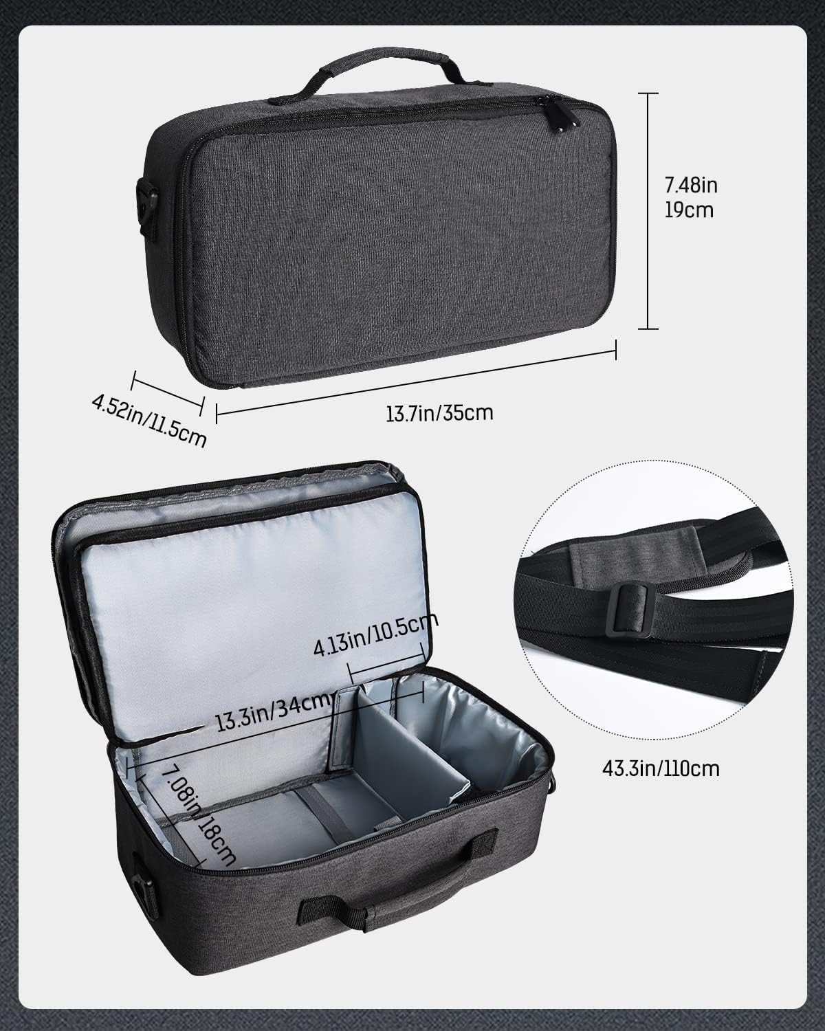 Projector Case, HISION Shockproof Projector Bag Mini Video Projector Carrying Case with 5 Compartment Pocket Outer Dimensions 13.7x7.48x4.52in Projector Travel Case for Laptop Digital Accessories : Electronics