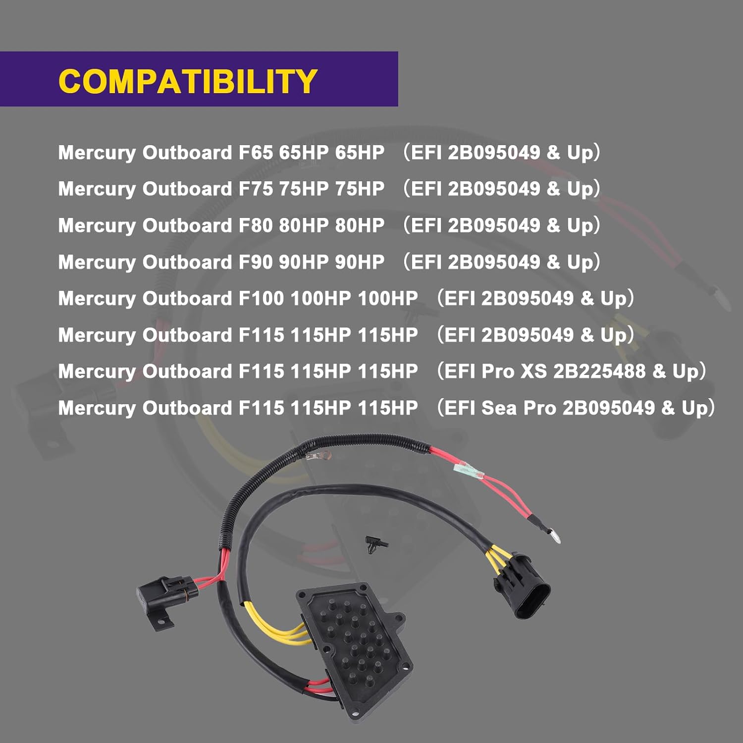 8M0088351 Voltage Regulator Replacement for Mercury Outboard 65-115HP 4-Stroke EFI Engines – Fits 75HP 80HP 90HP 100HP 115HP Mariner SEAPRO Pro XS Replaces 8M0133642