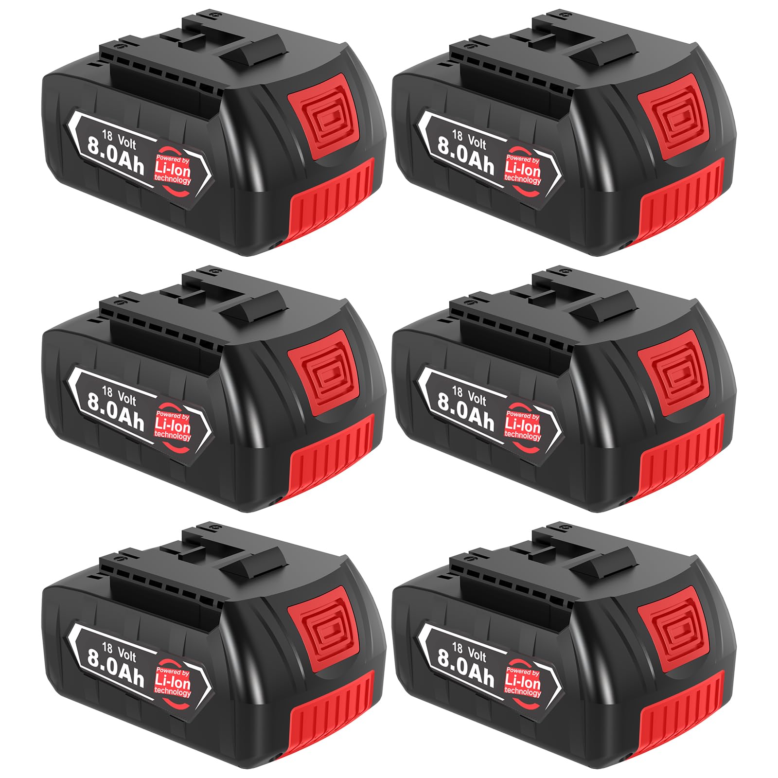 6 pièces 8000mAh/8.0Ah Remplacement pour Bosch 18V Batterie Série GBA BAT609 BAT609G BAT618 BAT618G BAT619 BAT619G BAT610G BAT610 BAT612 BAT622