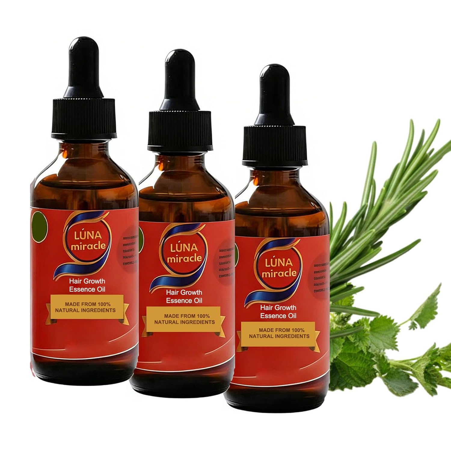 Luna Miracle Hair Growth Oil, Hair Growth Serum, Natural Hair Density Essential Oil, Strengthening Oil Infused Frizzy & Damaged Hair Care to Support Longer, Healthier Strands (2pcs)
