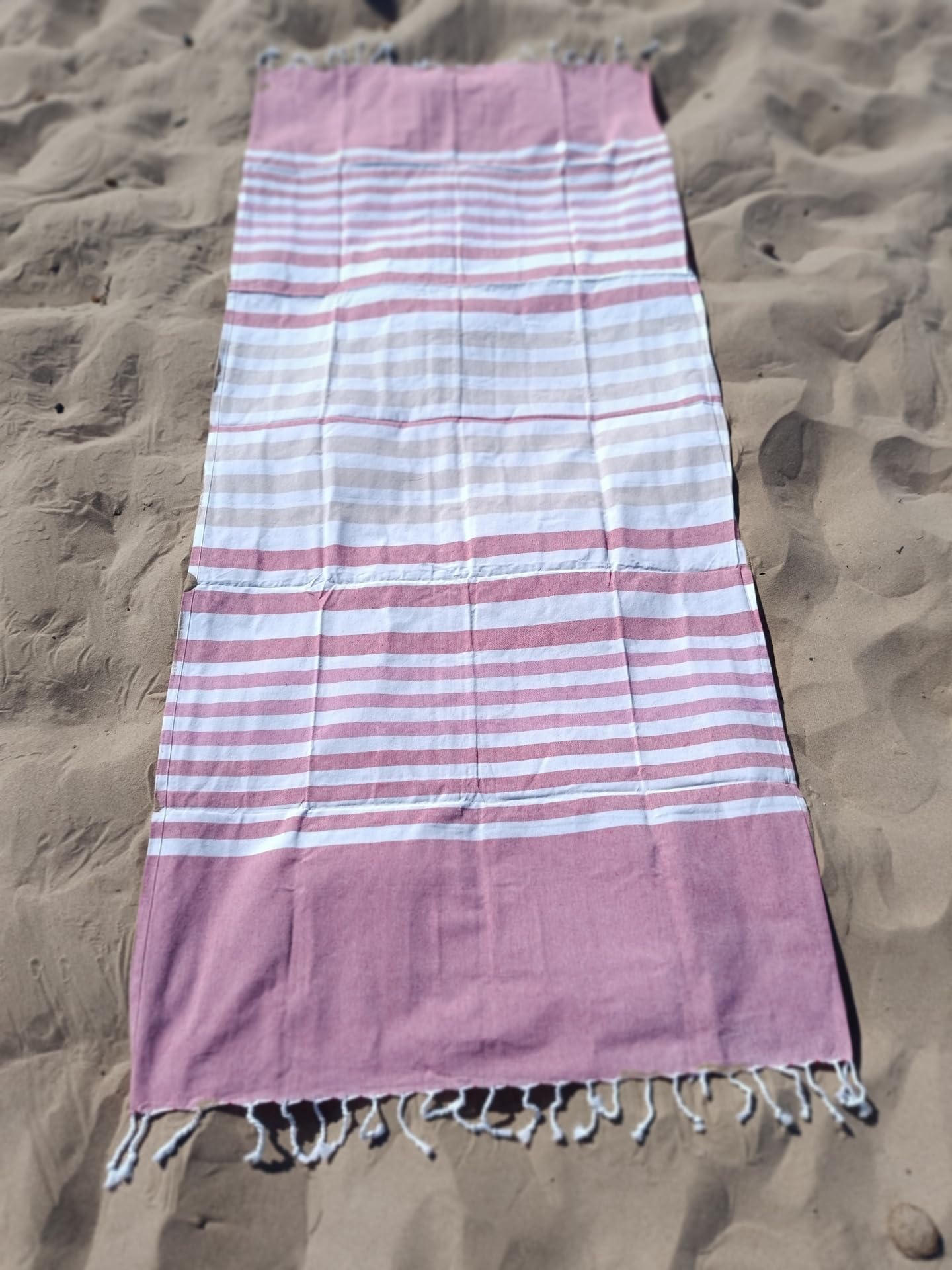 DHESTIA HOME DHESTIA HOME - Pareo Fouta de Playa con Flecos Trenzados Tamaño Individual 90x200 cm Harnai - Color ÚNICO, Talla 90x200 cm