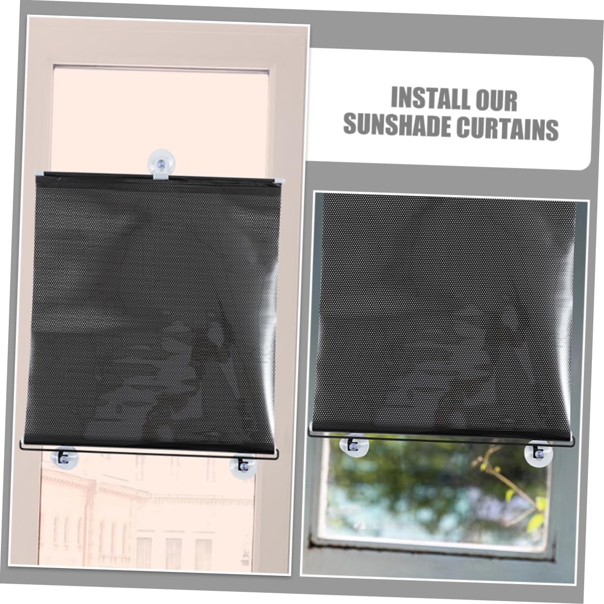 Luxshiny 2pcs Blackout Shades for Windows Suction Cup Sunshade Curtain Privacy Curtains