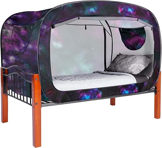 Bed Tent Twin Bed Canopy Portable Dream Tent for Kids and Adult Indoor Sleeping Tents with 2 Doors Breathable Private Space Tents, Galaxy