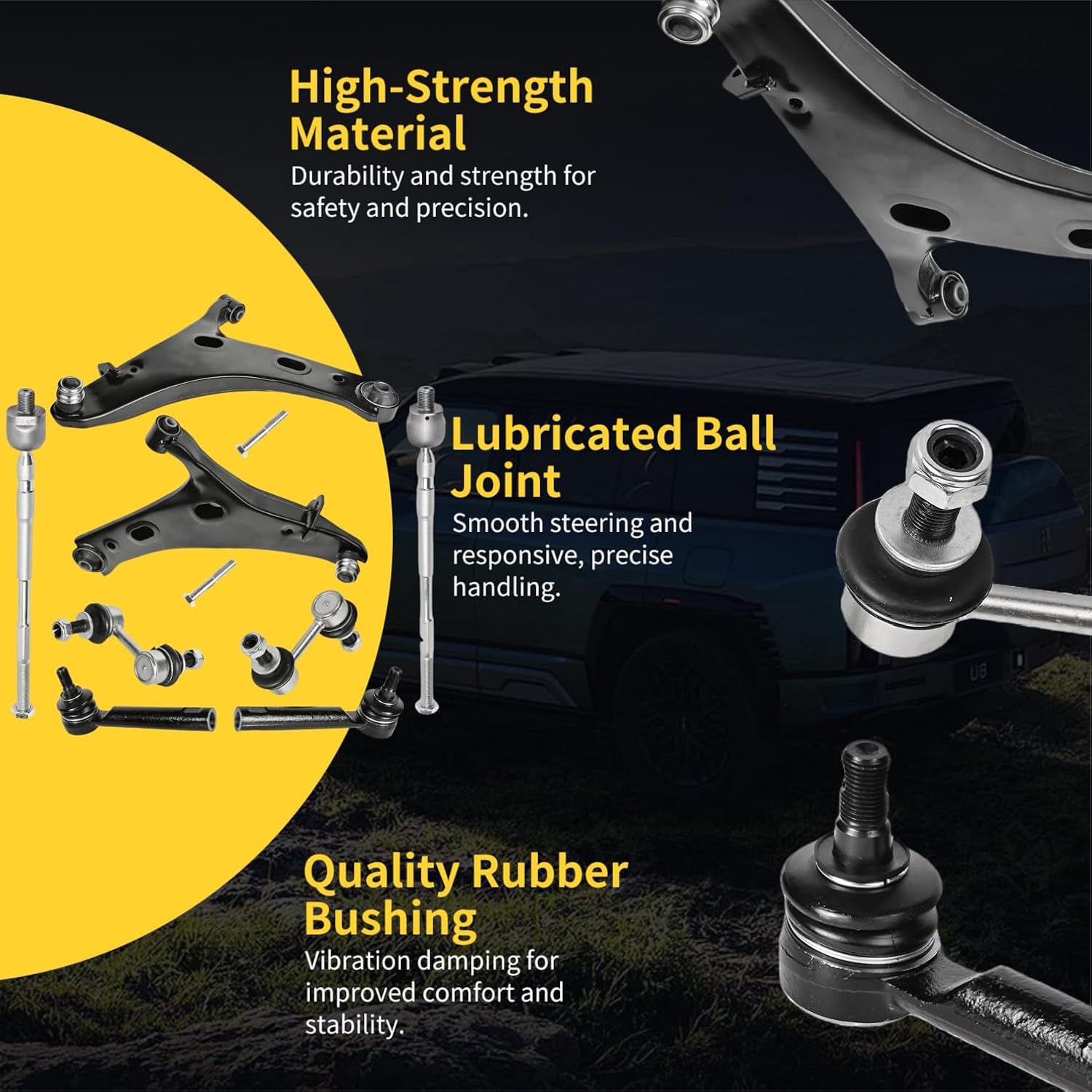 Front Lower Control Arm w/Ball Joint Fit for Subaru Forester 2014 2015 2016 2017 2018 K622857 K622856 K750084 EV800982 ES3712 + 2 Sway Bar + 4 Tie Rods - 8 Set Suspension Kit