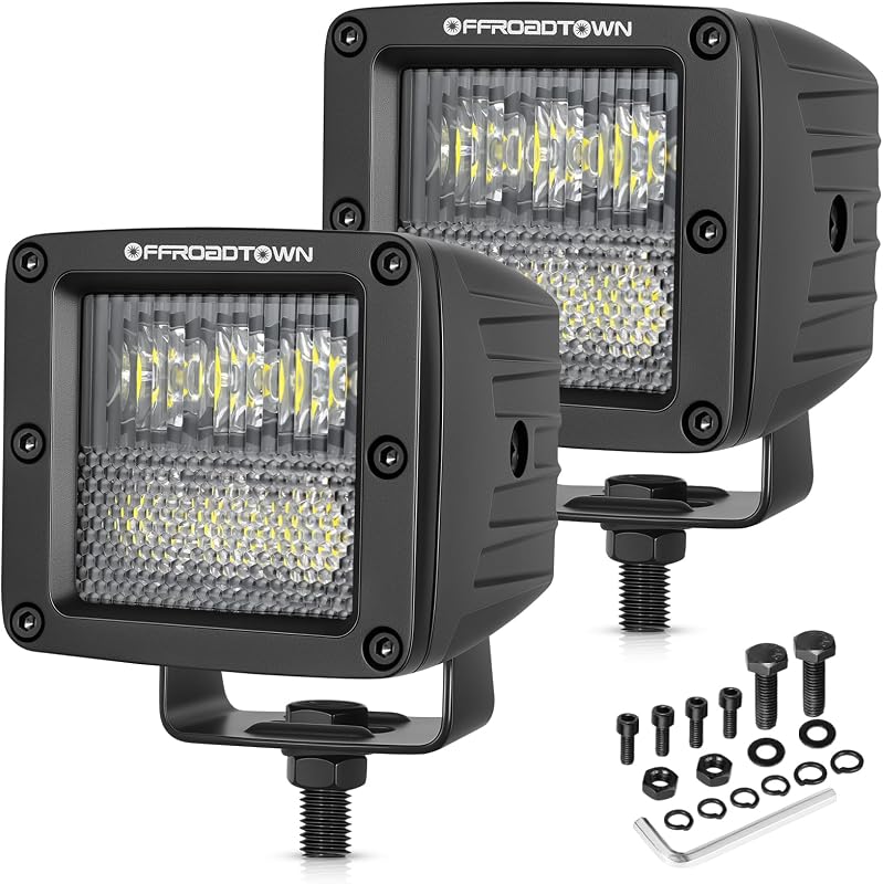 Kit 2 Faróis de Milha LED Cubo OFFROADTOWN 3" 120 W CREE, Feixe Combo para Off-Road – 2 unidades