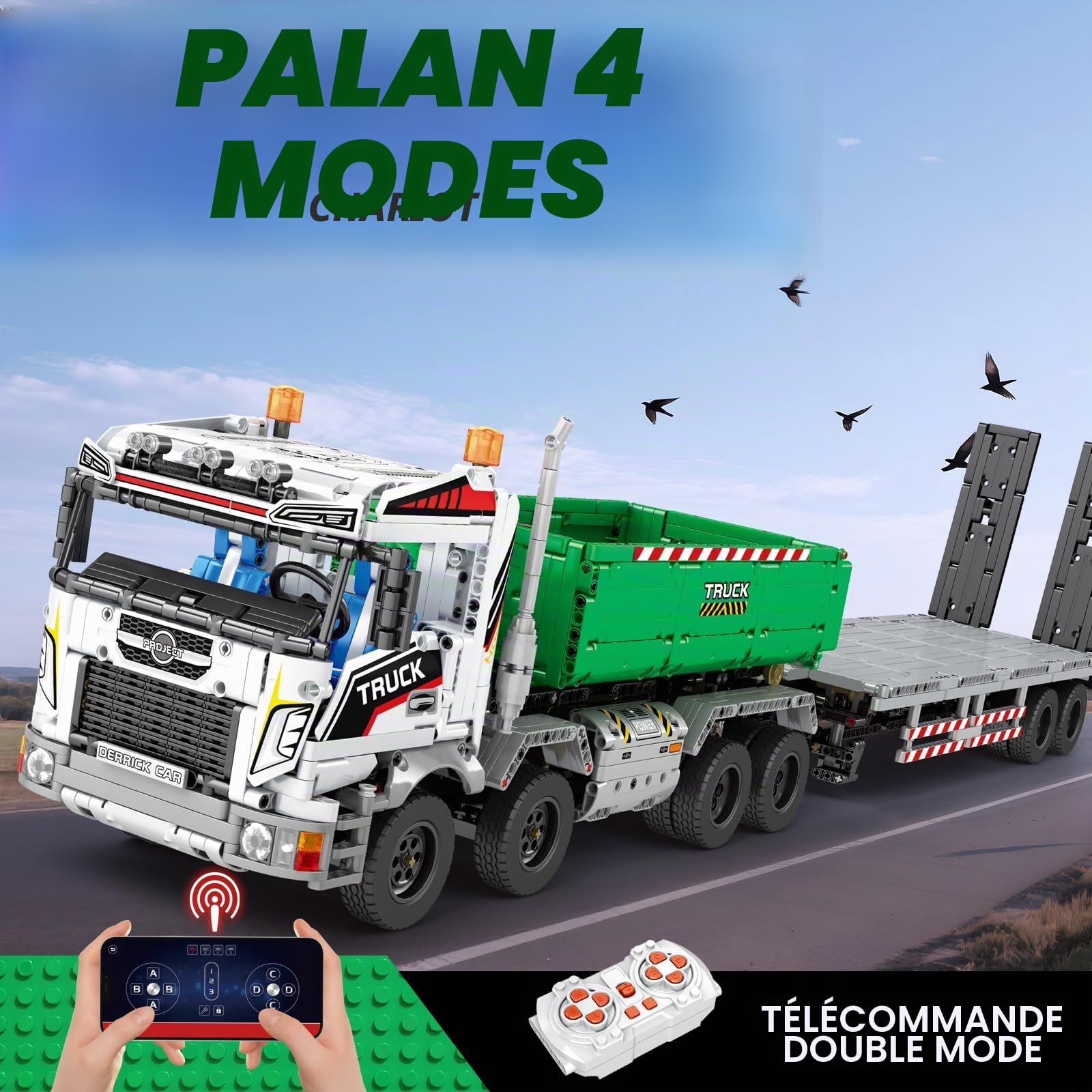 Reobrix Jouets de Construction 4 en 1 pour Adultes et garçons, Application et télécommande, Camion de Transport, Cadeau éducatif pour garçons de 14 Ans et Plus (2852 pièces)