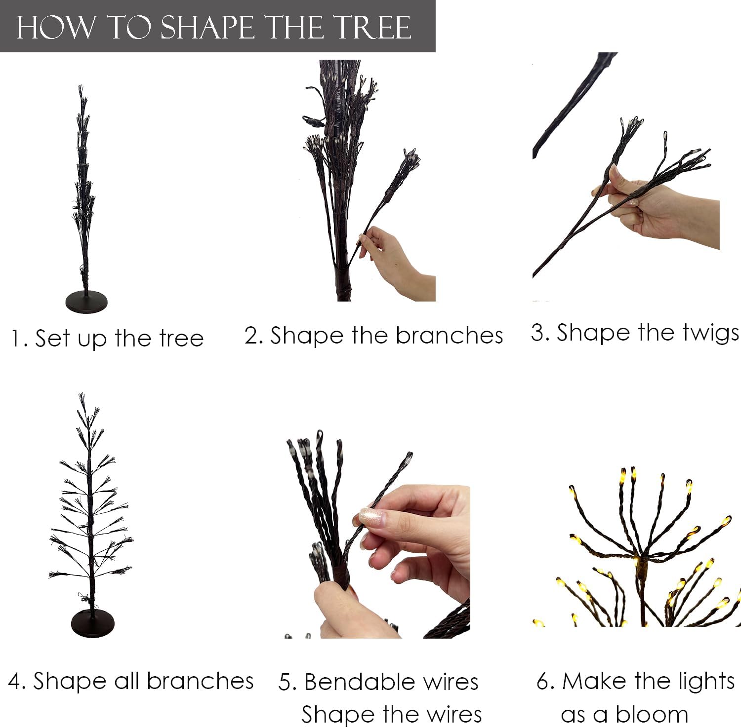 Hairui Lighted Brown Starburst Tree with 368L Warm White Fairy Lights 4FT, Twig Tree with Lights for Indoor Outdoor Home Christmas Winter Holidays Party Decoration