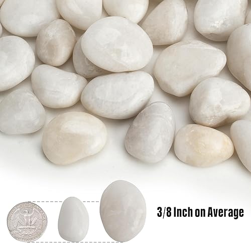 Miniatura 2 de onlyfire Piedras blancas pulidas de 5 libras, 38 a 1316 pulgadas, rocas de río decorativas naturales para acuario, piedras de grava para paisajismo,