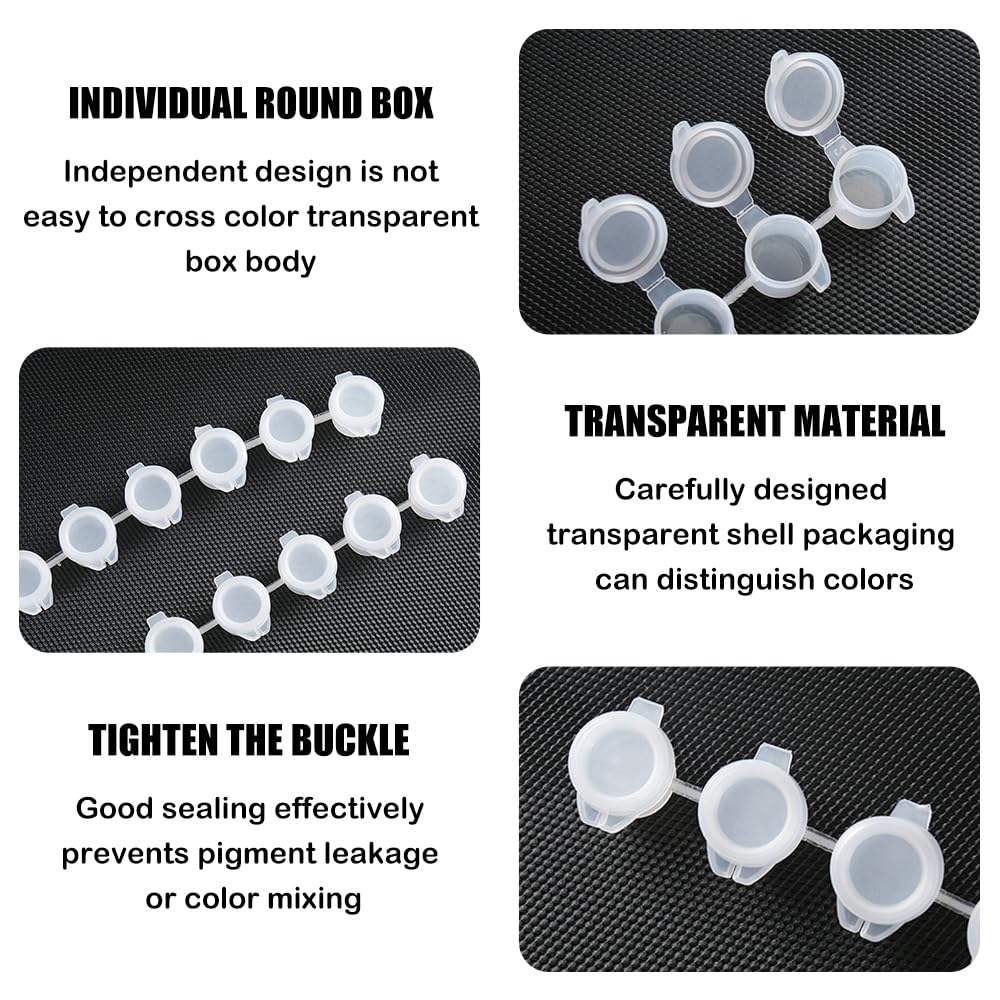 120 Botes de Pintura Vacíos 5ml Mini Tiras de Pintura Vacías Tazas de Pintura Vacias de Plástico Botes Pequeños de Pintura Transparentes con Tapa para Aulas Escuelas Pinturas (20 Tiras)