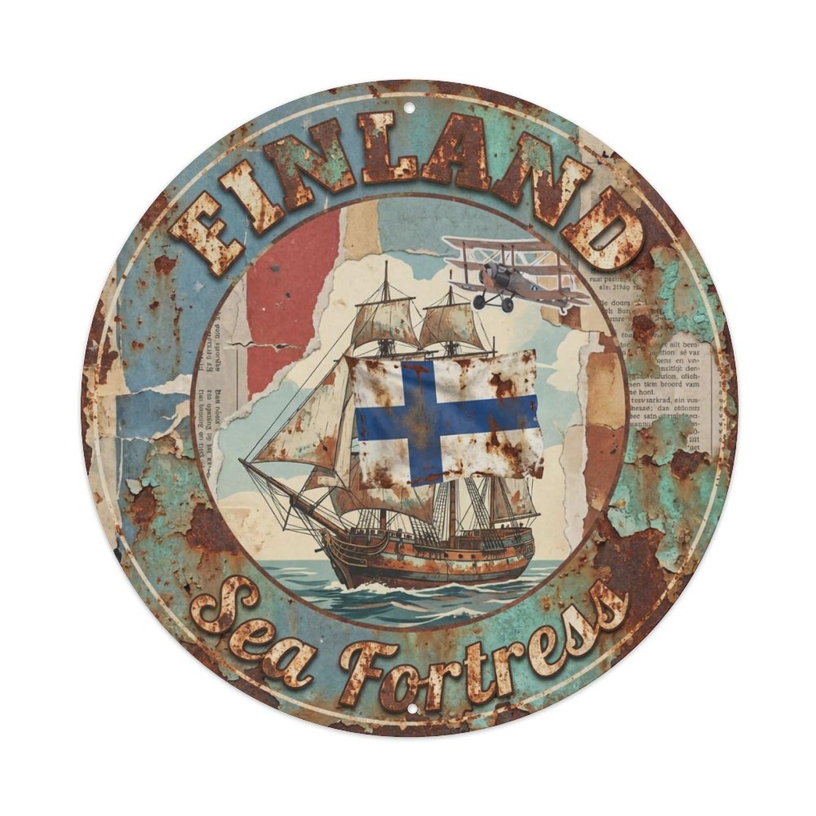 Vintage Travel Finland Seafaring Metal Tin Sign