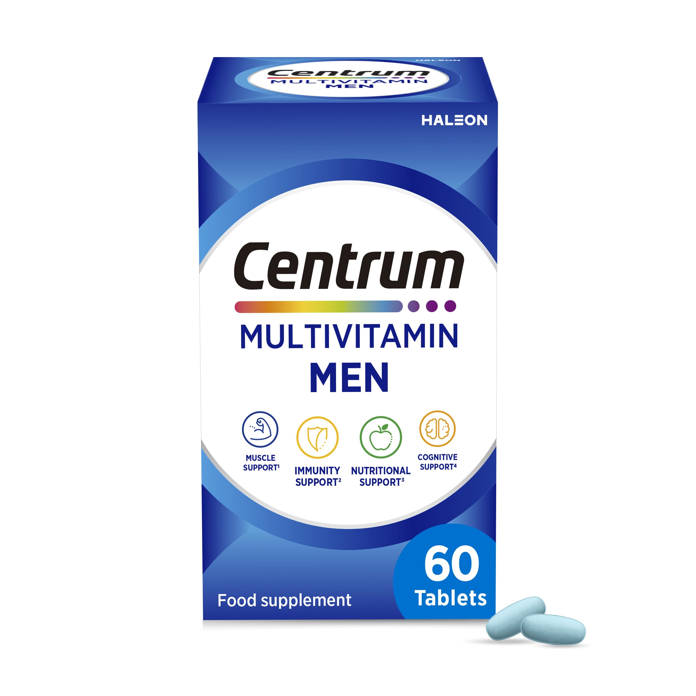 Centrum Multivitamin for Men, 23 Essential nutrients Including Vitamin D, C, and Magnesium, 60 Tablets (Packaging May Vary)