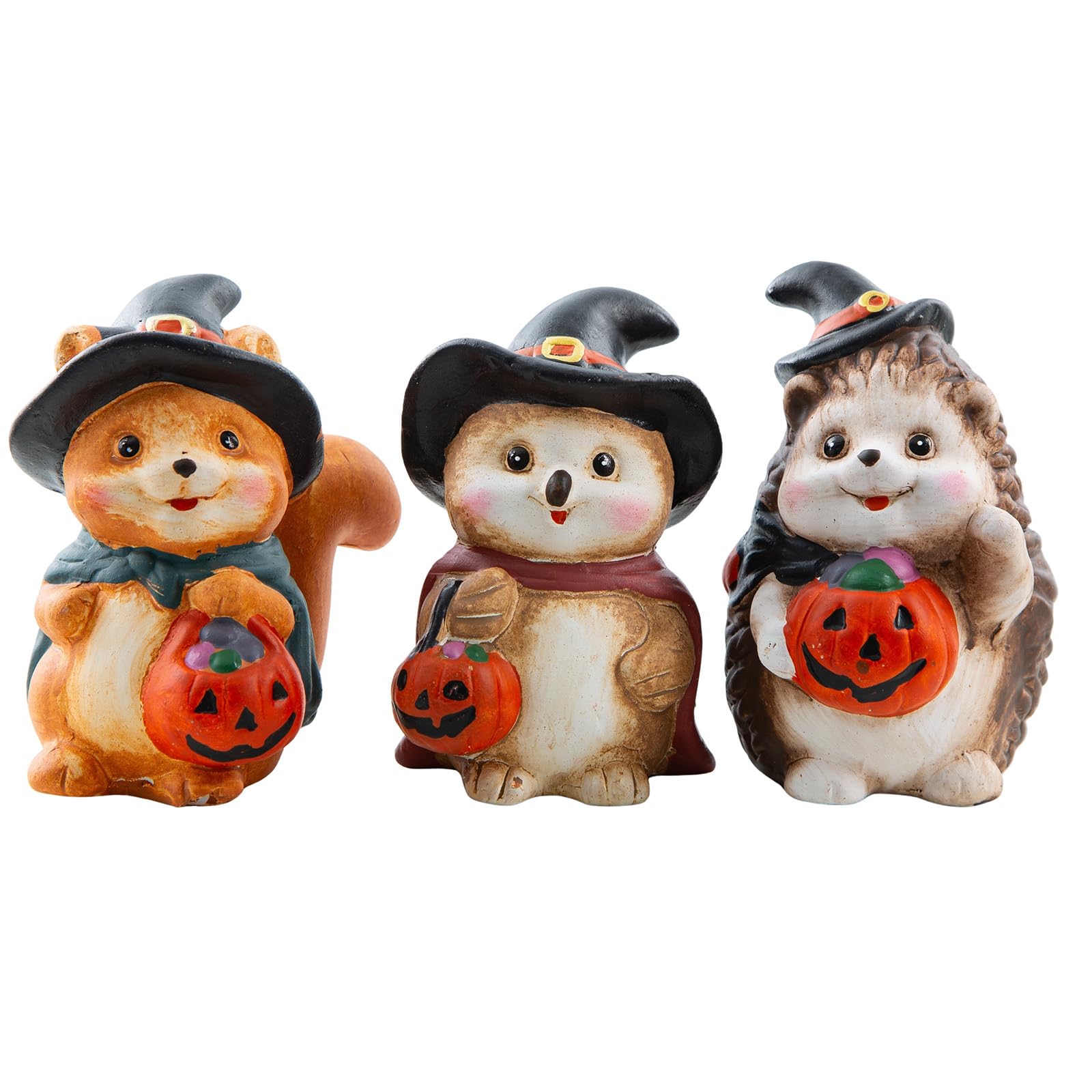 Figurines en argile 10 cm animaux citrouille déco automne pour enfants