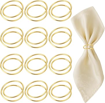Napkin Rings Gold Napkin Rings Set of 12 Pcs Napkins Holder Buckles Metal Spiral Napkins Rings Stainless Steel Napkins Ring for Kitchen Family Dinner Wedding Banquet Birthday Party Table Decorations