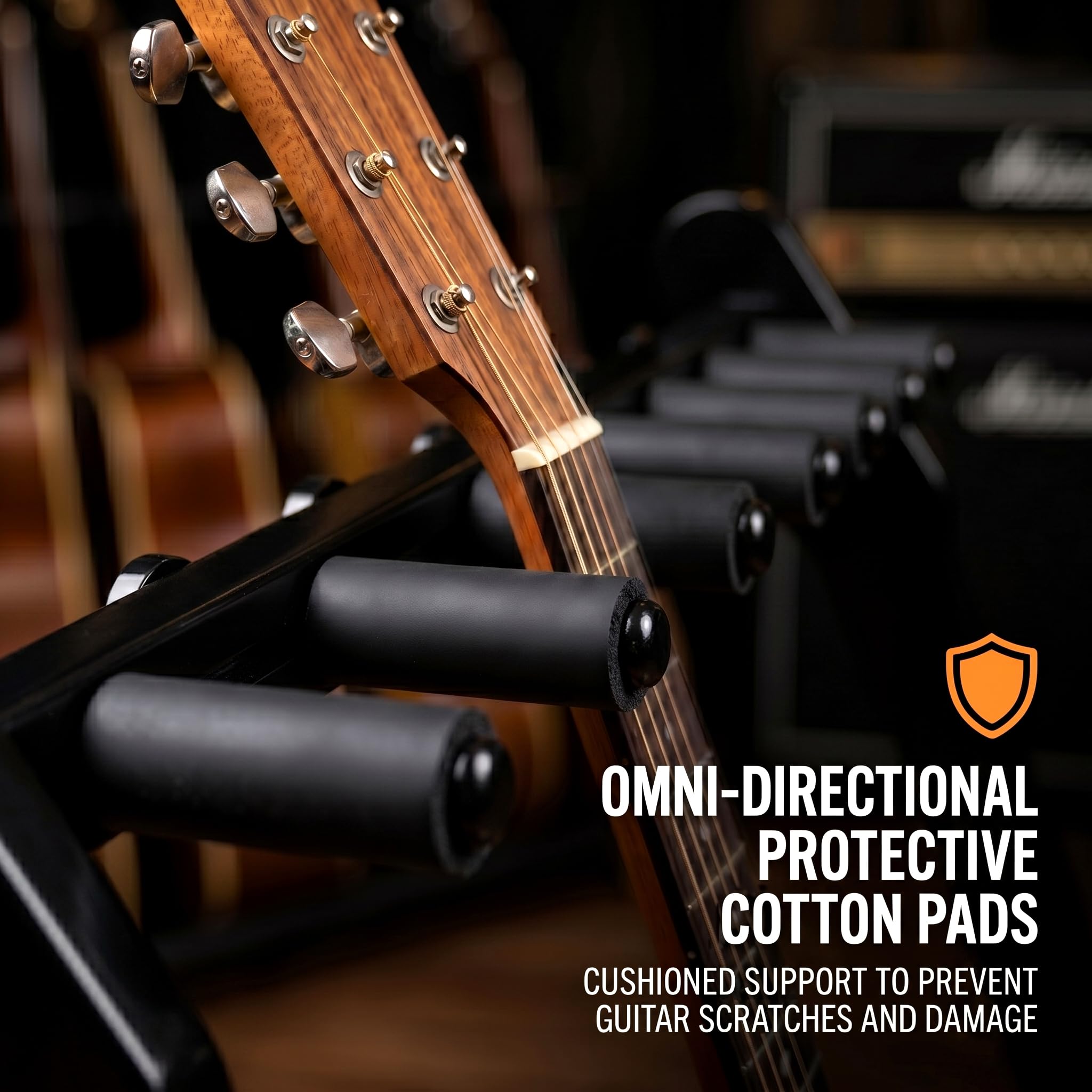 Gitarrenständer für 9 Gitarren, verstellbarer Abstand, Bambus-Gitarrenhalter für Akustik-, Elektro- und Bassgitarren, stabiler Dreieck Multi-Gitarrenbodenständer mit Schaumstoffschutz