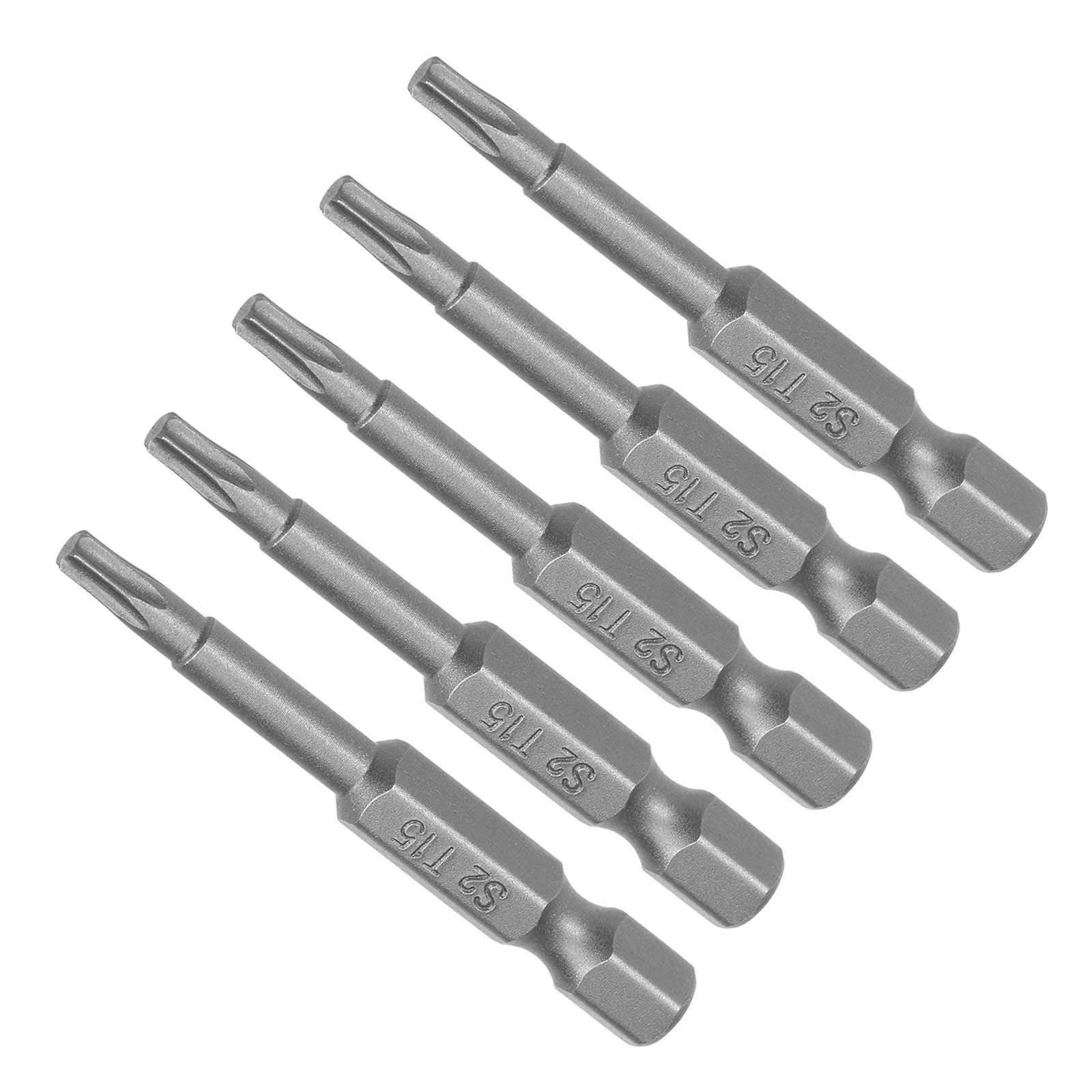 CoCud T15 Torx Head Screwdriver Bit, 2" Long 1/4 Inch Hex Shank, S2 Steel Magnetic Drill Bit Screw Driver