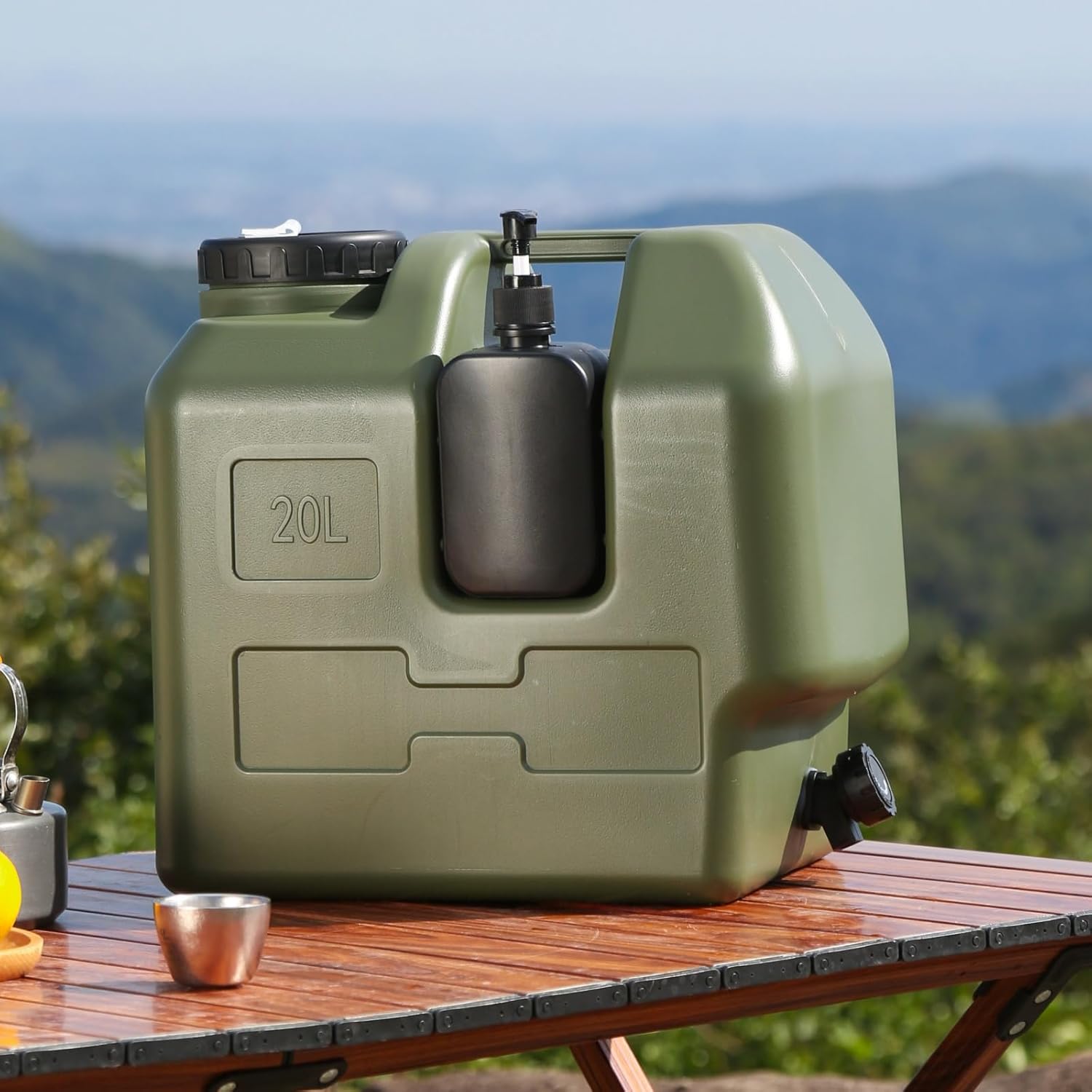 20L Camping Water Jug with Spigot, Portable Water Containers with Hand Sanitizer Bottle, BPA Free, Leak-Proof Water Tank for Camping, Outdoor Hiking, Picnic, Emergency
