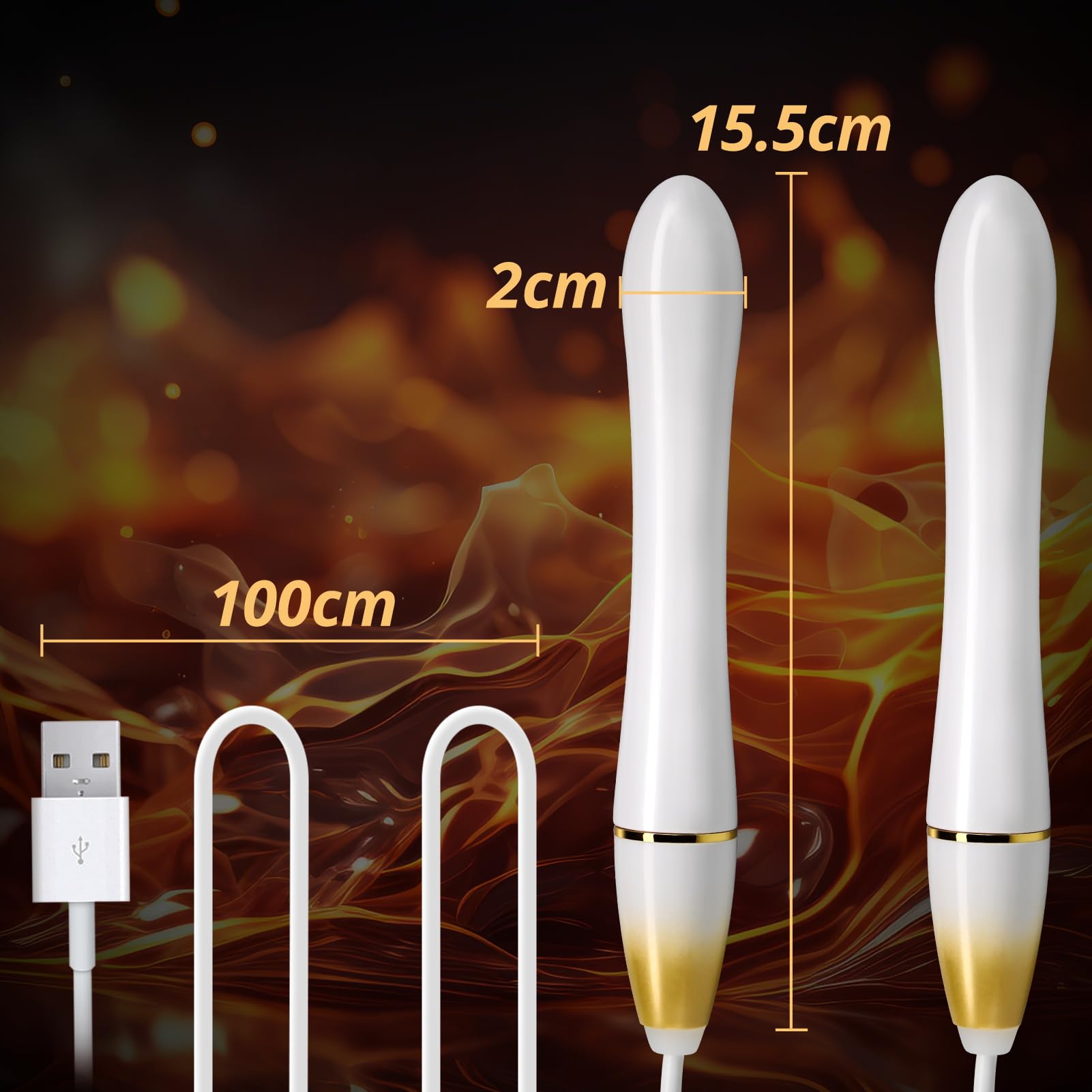 SXOVO Doppia Asta Riscaldante per Masturbatore Uomo Bastone Riscaldante per Vagina e Tunnel Anale Bastone Riscaldante USB a Temperatura Costante da 42°C Toys Sessuali per Uomini (Bianco)