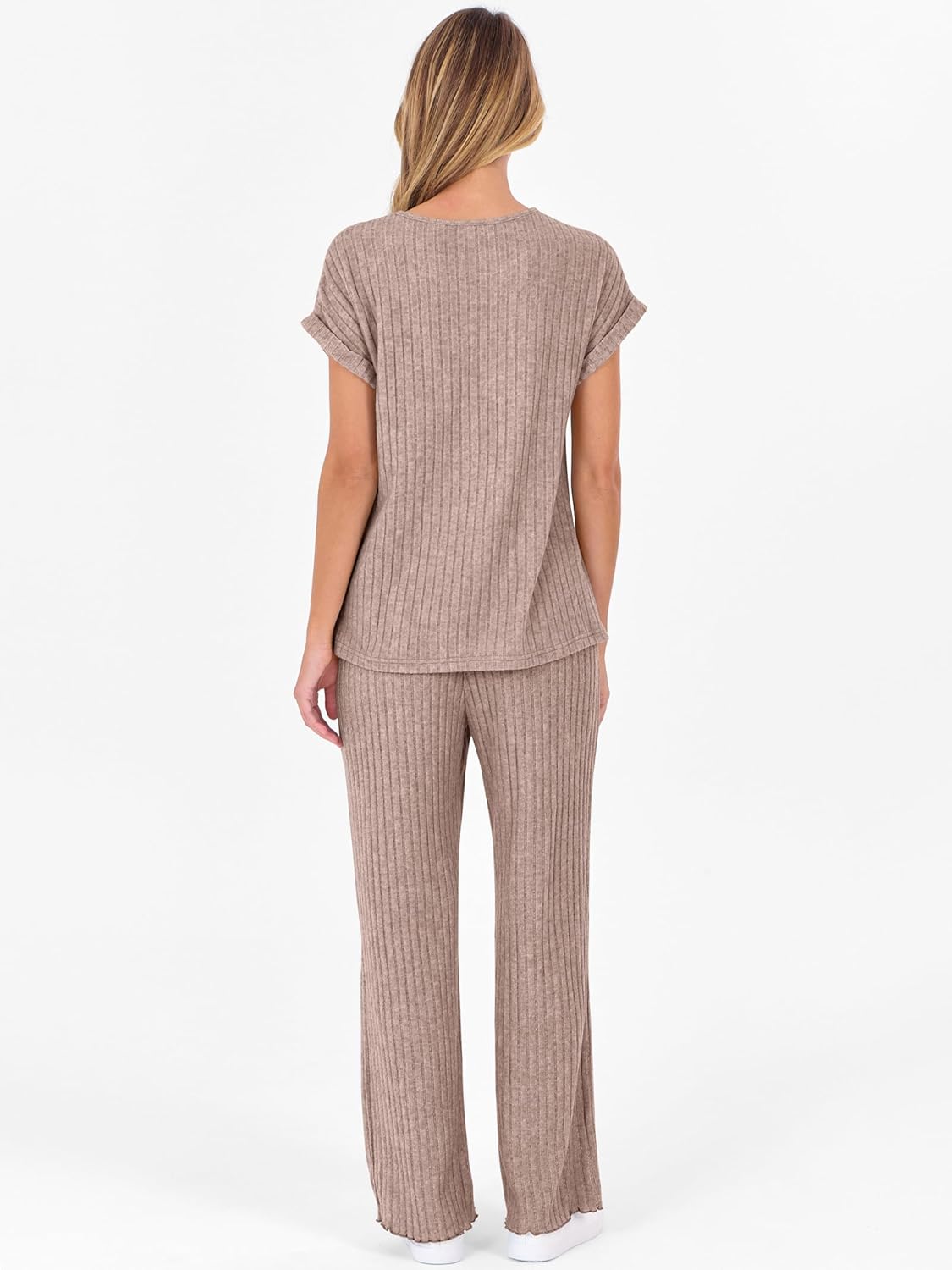 ANRABESS Lounge Sets For Women Summer Rib Knit 2 Piece Pajama Sets 2026 Casual Spring Beach Vacation Outfits Airport Clothes - Image 4