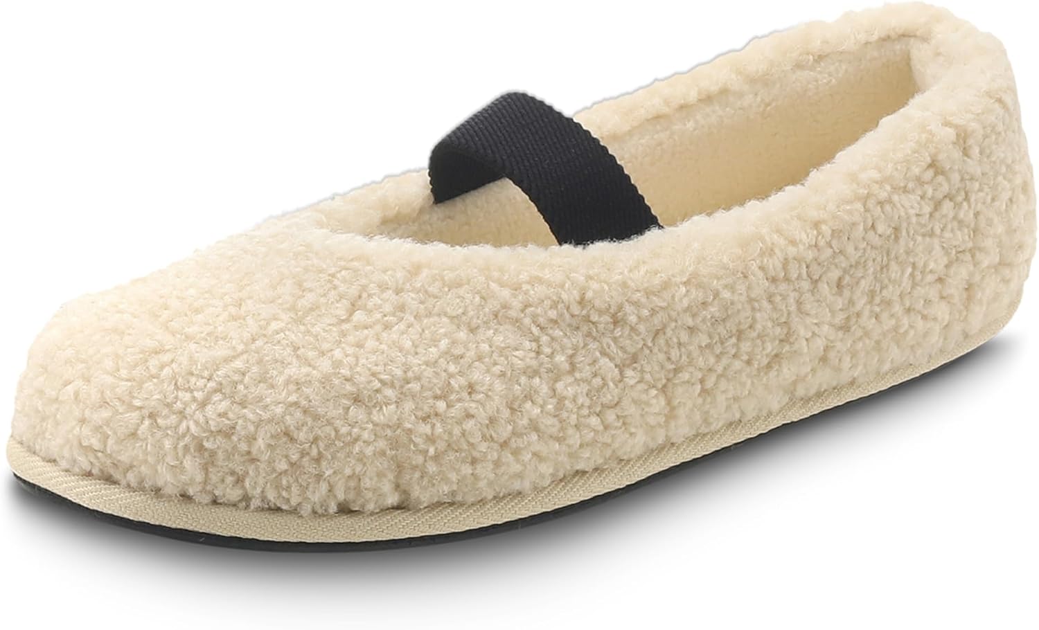 Women’s Curly Full Home Slippers Fuzzy Mary Jane Flats for Women Slip On Memory Foam Ballet Flats Indoor and Outdoor House Slipper Shoes Woman Cozy Bedroom Slipper with Polar Fleece Lining