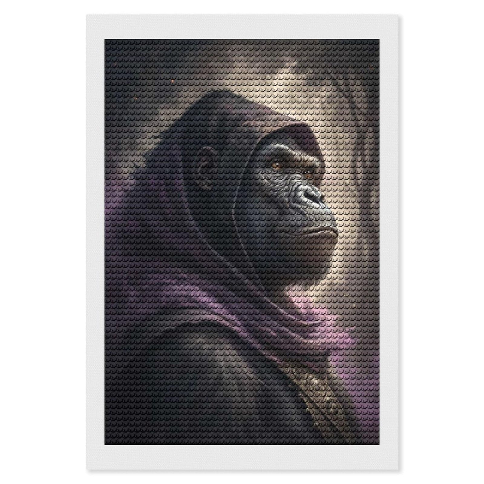 Junmoney Gorilla in A Purple Hood Diamond Painting Canvas Set 8"x12", Full Kit Included, Calming Craft to Unwind, Farmhouse Decor, Christmas Gift