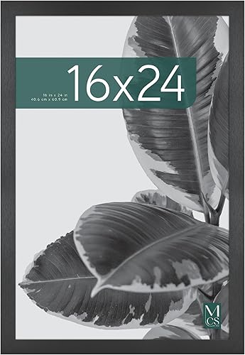 MCS Studio Gallery Marco para póster de 16 x 24 pulgadas, imitación de veta de madera de color negro, colgar en horizontal o vertical, grande, para