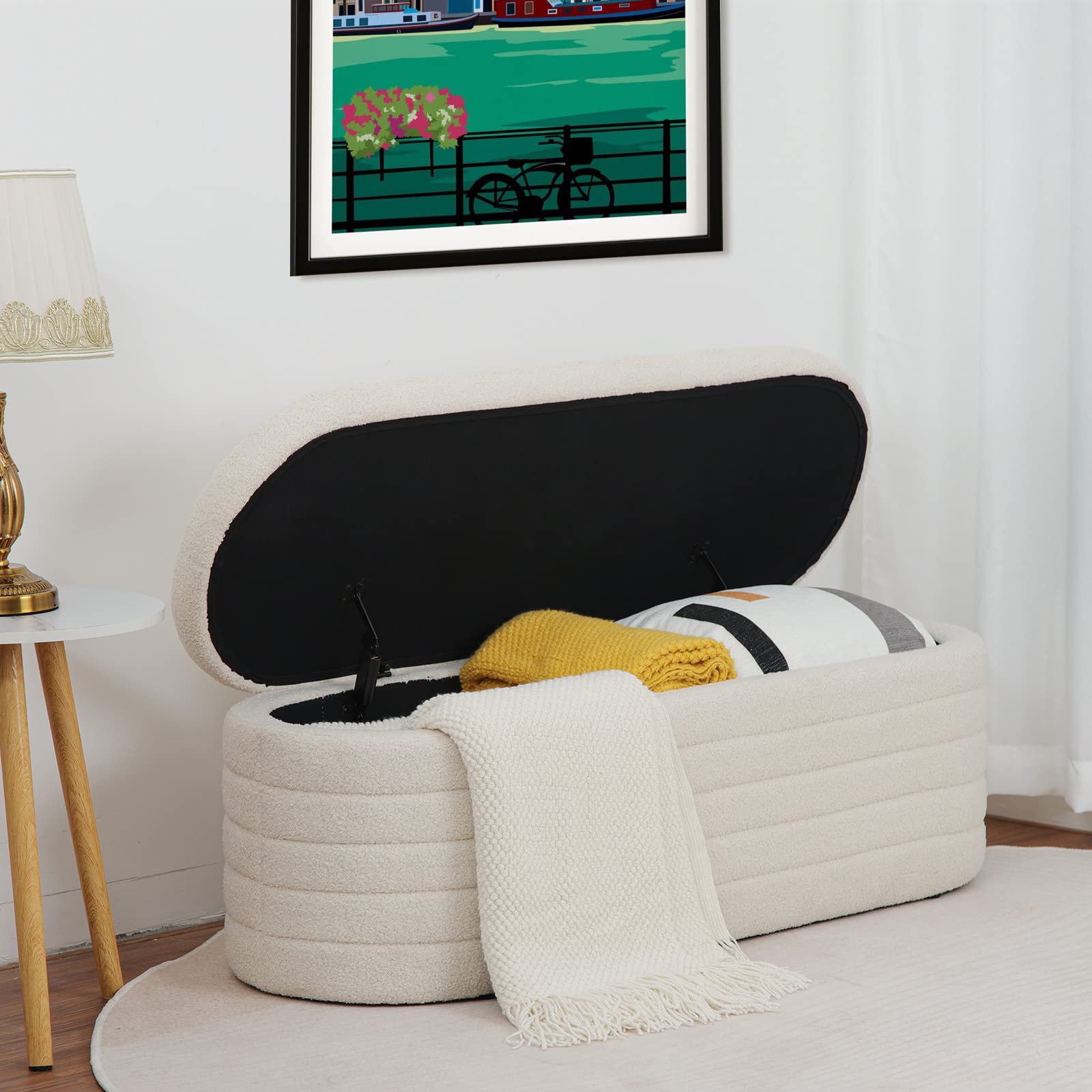 Teddy Sitzbank mit Stauraum, Polsterbank 117 x 41,5 x 40 cm | Mit Scharnierdeckel, 300 kg Belastbarkeit – als Bettbank, Sitzmöbel oder Sitztruhe für Wohnzimmer, Schlafzimmer und Flur.