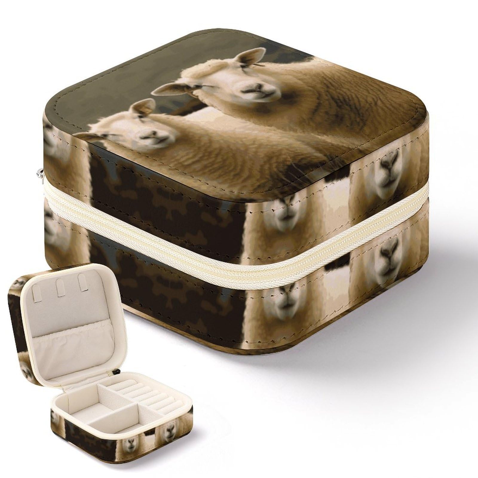 Boîte à bijoux portable en cuir pour femme - Organiseur de voyage pour bagues et colliers