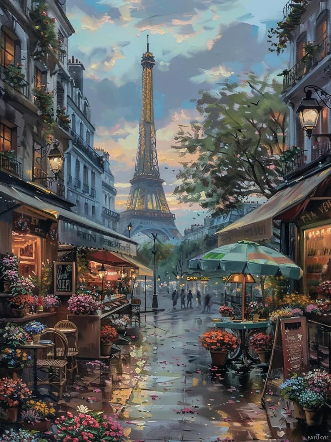 EATUKYIC Adult Diamond Painting Art Landscape Kit, Paris Street, A Gift for The Travel Enthusiast, 5D Landscape Full Diamond Painting Art and Crafts Wall Decoration 12x16inch