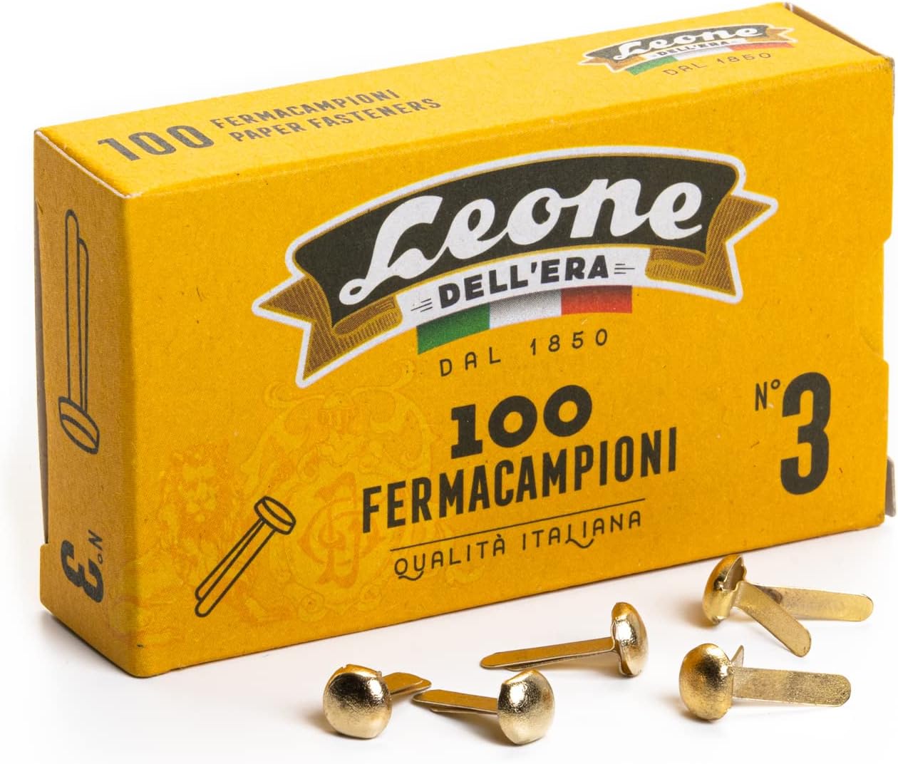 1000 Brass Astra No. 3 (16 mm) - 10 Boxes of 100 Pieces. - Leone Dell'Era Made in Italy