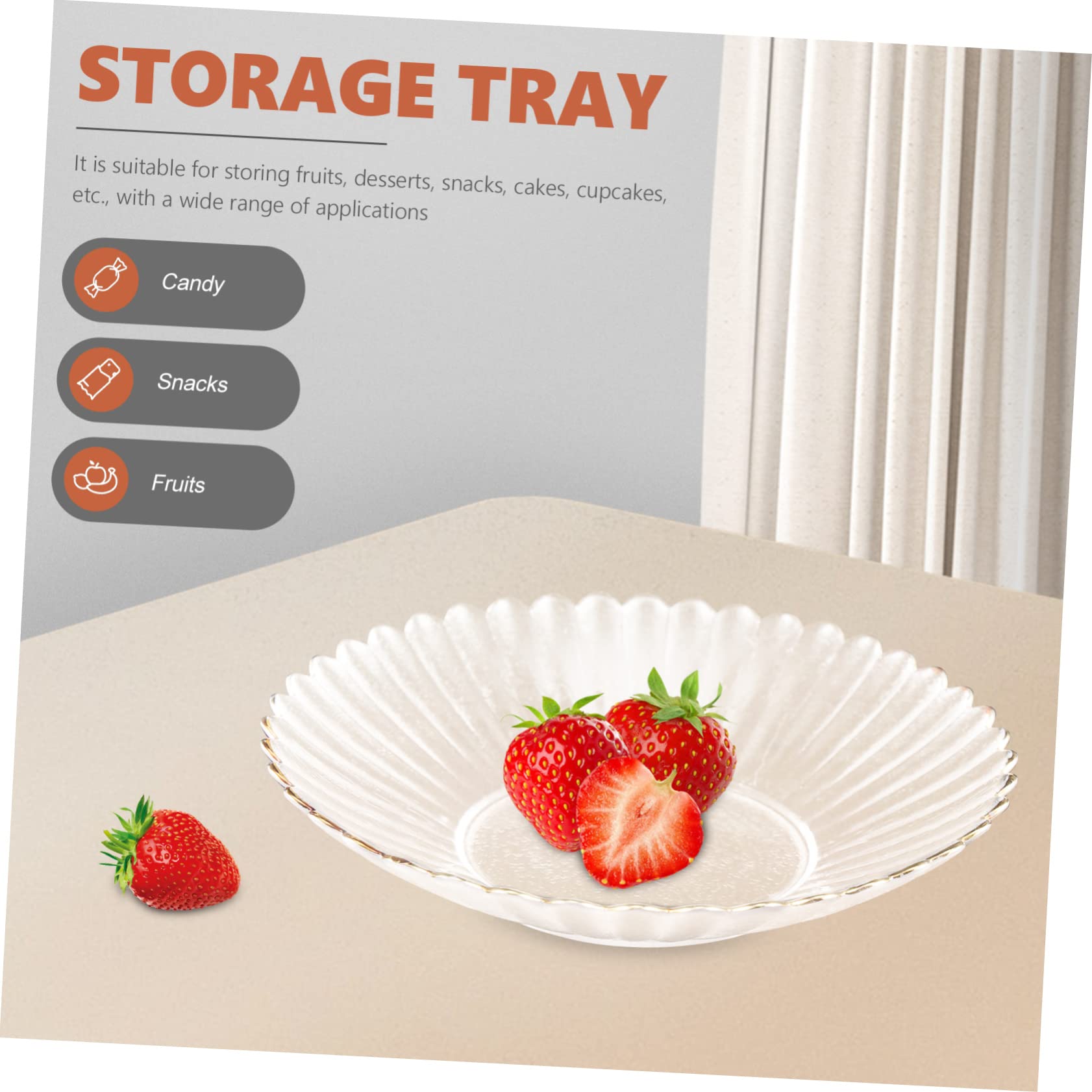 Vassoio Decorativo per Frutta in Cristallo, piolo, Piatto per Caramelle Rifinito, Vassoio per Alimenti da servire per Matrimoni e per Uso in tavola