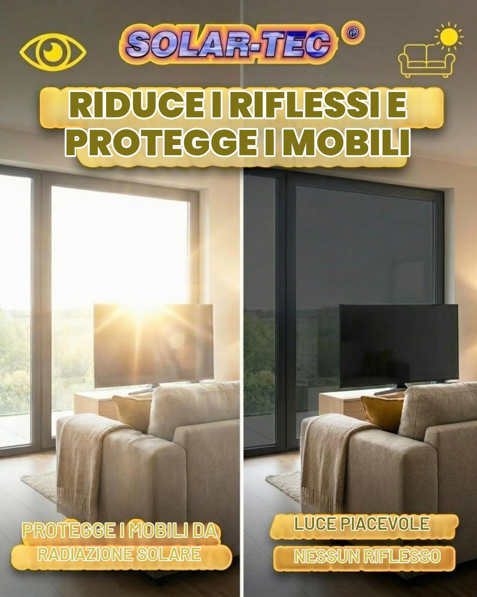 Pellicola universale di protezione da raggi UV 99%, a specchio, riduzione luminosità del 78%, autoadesiva, per interni ed esterni, Vetro, 300 x 76cm
