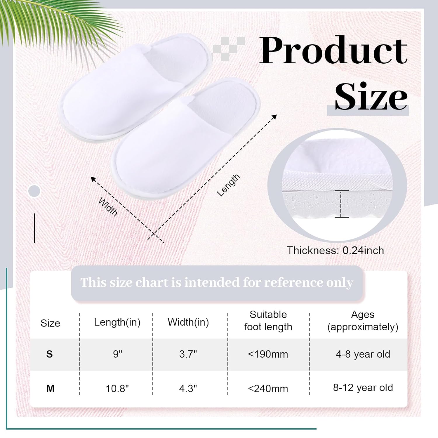 24 Pairs Kids Disposable Slippers Non Slip Closed Kids Spa Slippers Comfortable Home Slippers Disposable Spa Indoor Outdoor Slipper for 4-12 Years Old Boys Girls Party Hotel Travel(White,S)