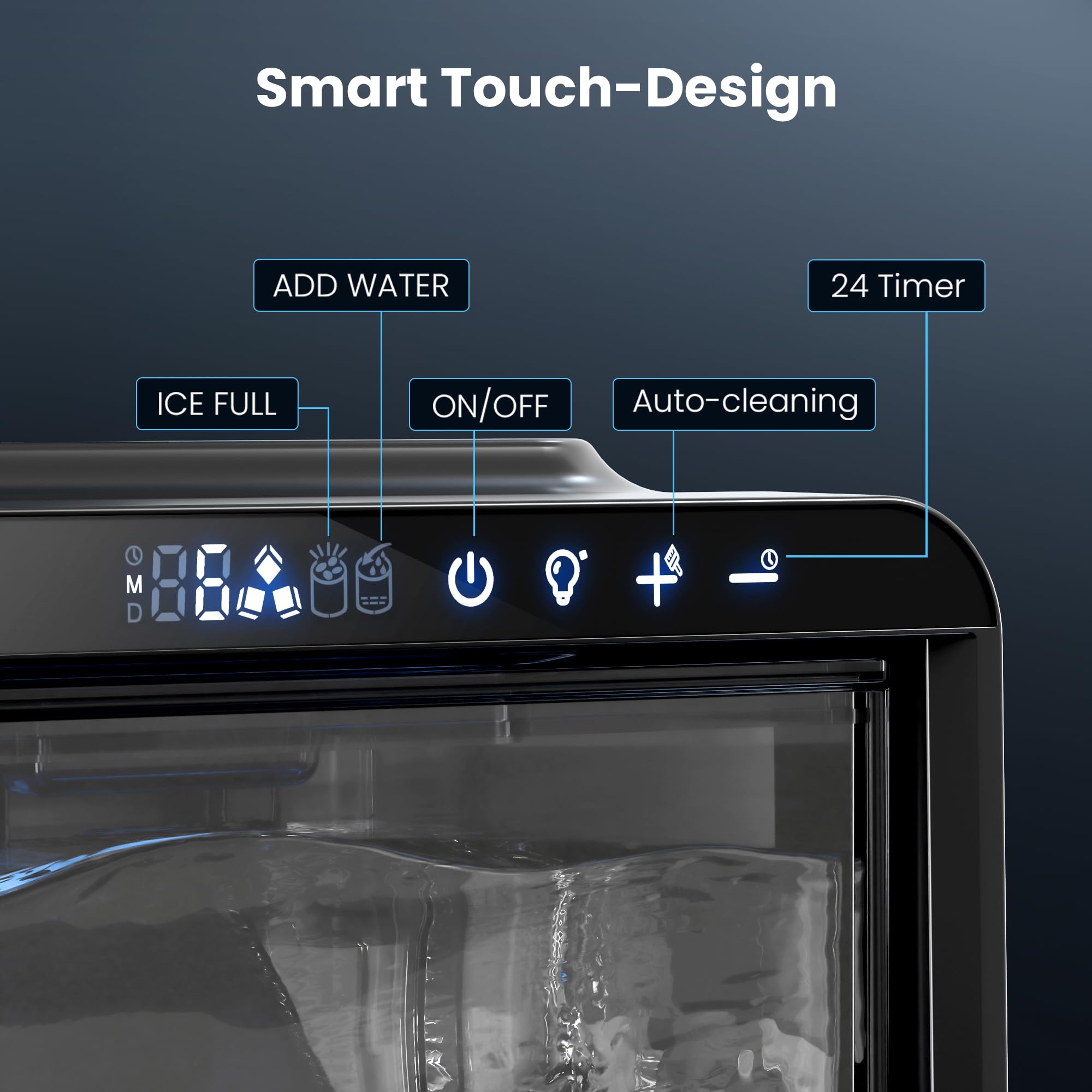 Electactic Crescent Ice Maker Countertop, 28lbs/24h Ice Production, 16 Cubes In 6 Mins, Portable Countertop Ice Maker Machine With Self-Cleaning For Home & Kitchen (Black) on Fridge.com - View 2