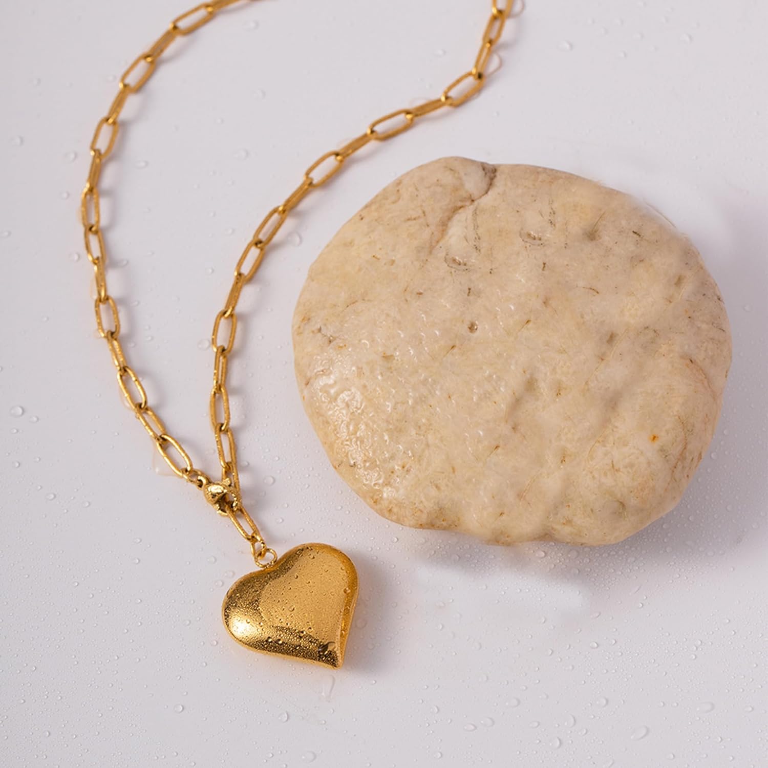 Chunky Gold Star Heart Pendant Necklace for Women Thick Chain Choker Trendy Jewelry - Image 3