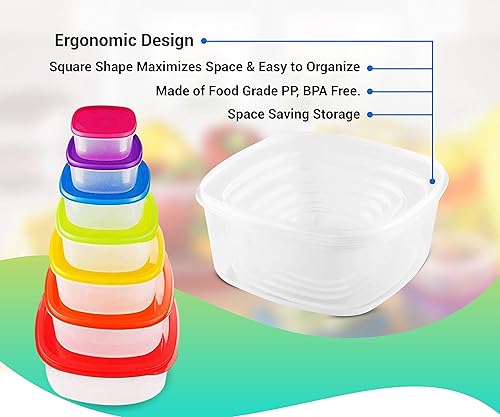 Miniatura 5 de ARSUK 7 recipientes de almacenamiento de alimentos con tapas herméticas, juegos de cajas de almuerzo de plástico reutilizables, almacenamiento de