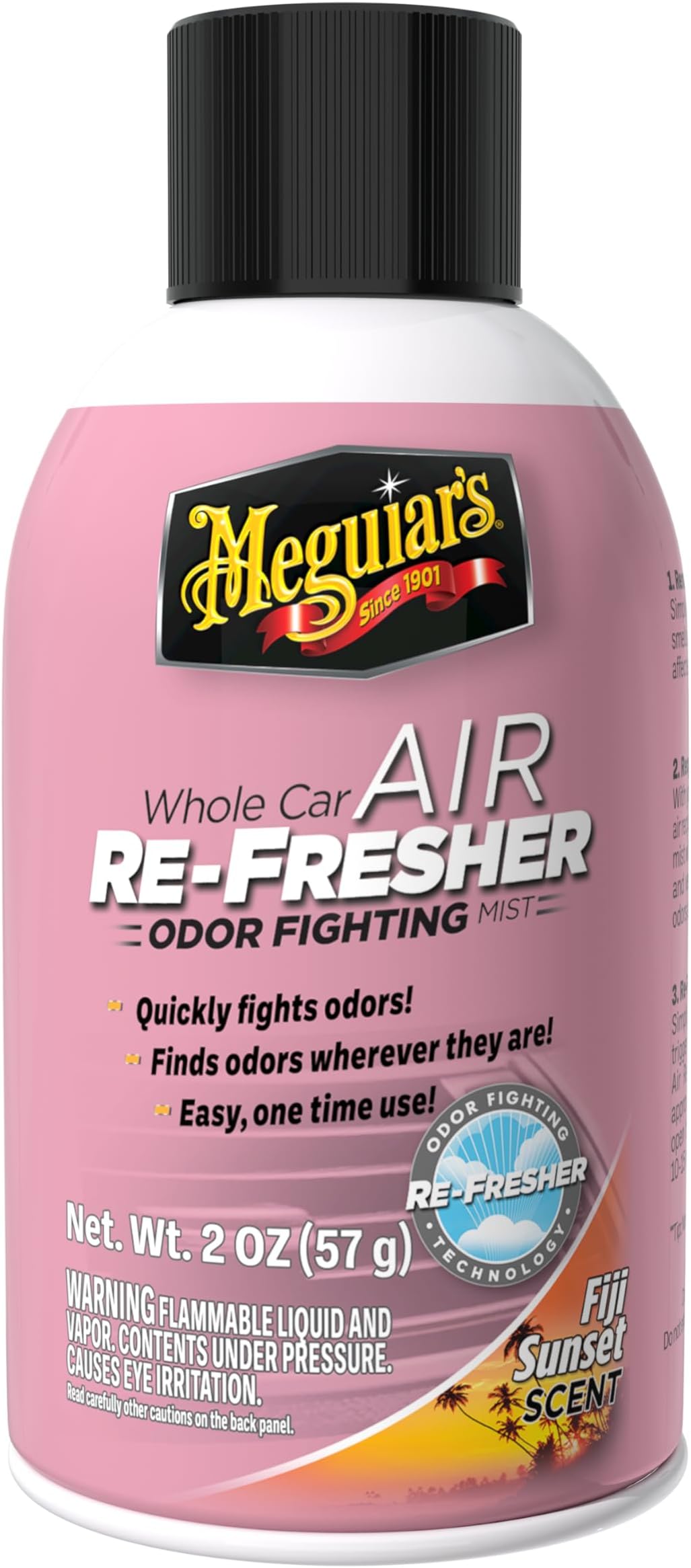 Meguiar's Whole Car Air Re-Fresher,Odor Fighting Mist, Fights Off Strong Vehicle Odors,Air Freshener,Fiji Sunset Scent, 2 Oz Aerosol Canister