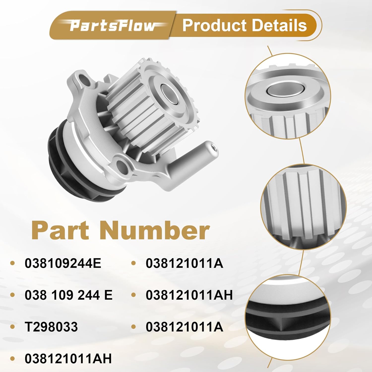 Partsflow Timing Belt Kit With Water Pump W/Seal Compatible With 1998-2004 VW Volkswagen Golf Jetta Bee-tle 1.9L