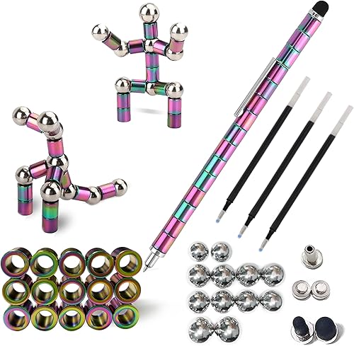 Bolígrafos magnéticos para ansiedad, 15 imanes de regalo para niños de 8 a 12 años, bolígrafos de metal multifuncionales deformables y