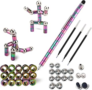 Fidget Pen Magnetic Toy Pens,15 Magnets Pen Gift for Teenage Boys 8-12 Year Old, Multifunctional Deformable Decompression Magnetic Metal Pen, Creative Novelty Toys Gift for Kids Friends (Colorful)