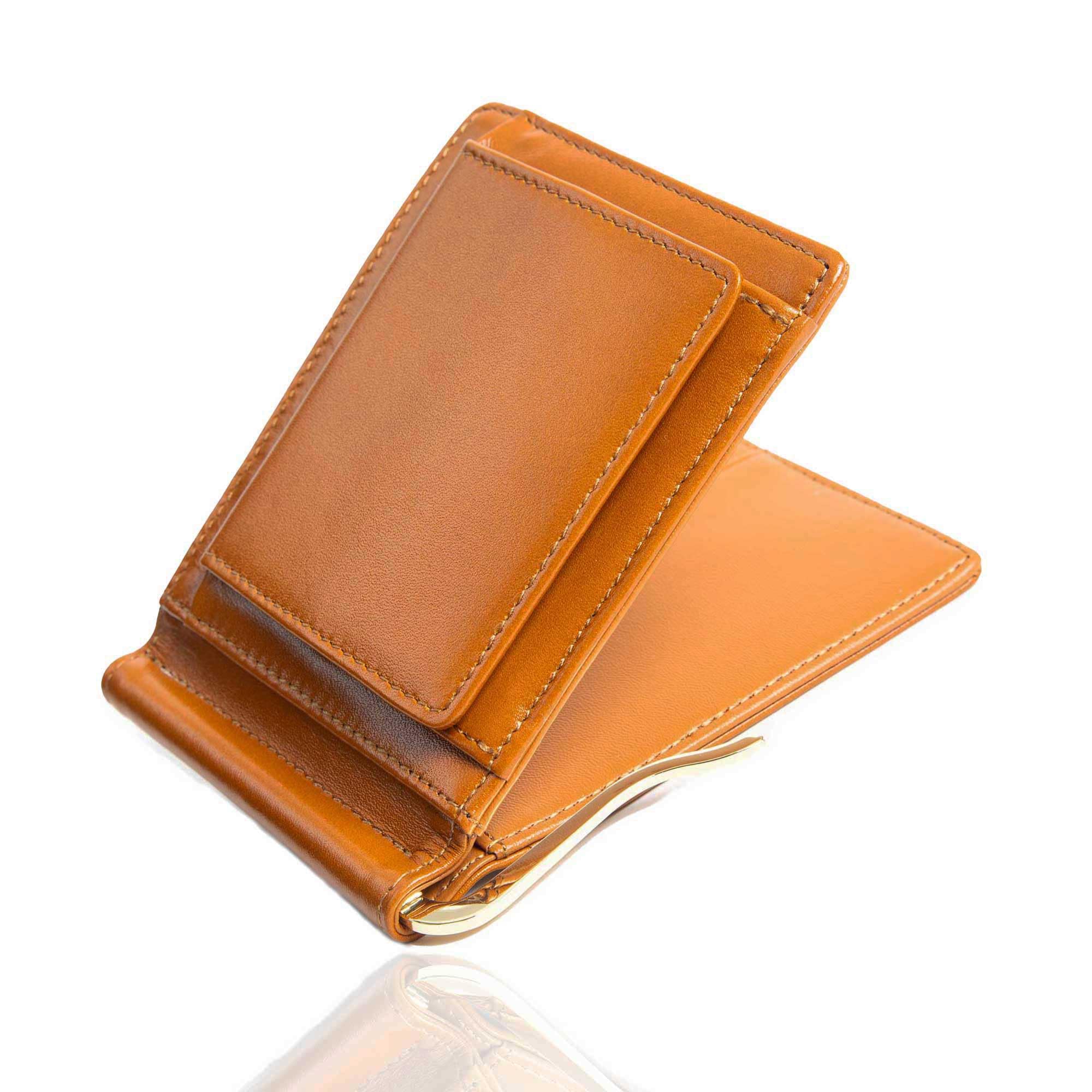 [GRAV] 財布 メンズ 2つ折り マネークリップ付 本革 【雑誌 Begin (ビギン) 7月号 掲載品】 薄型 軽量 小銭入れ コンパクト (財布（BOX型小銭入れ外付けタイプ）, キャメル)