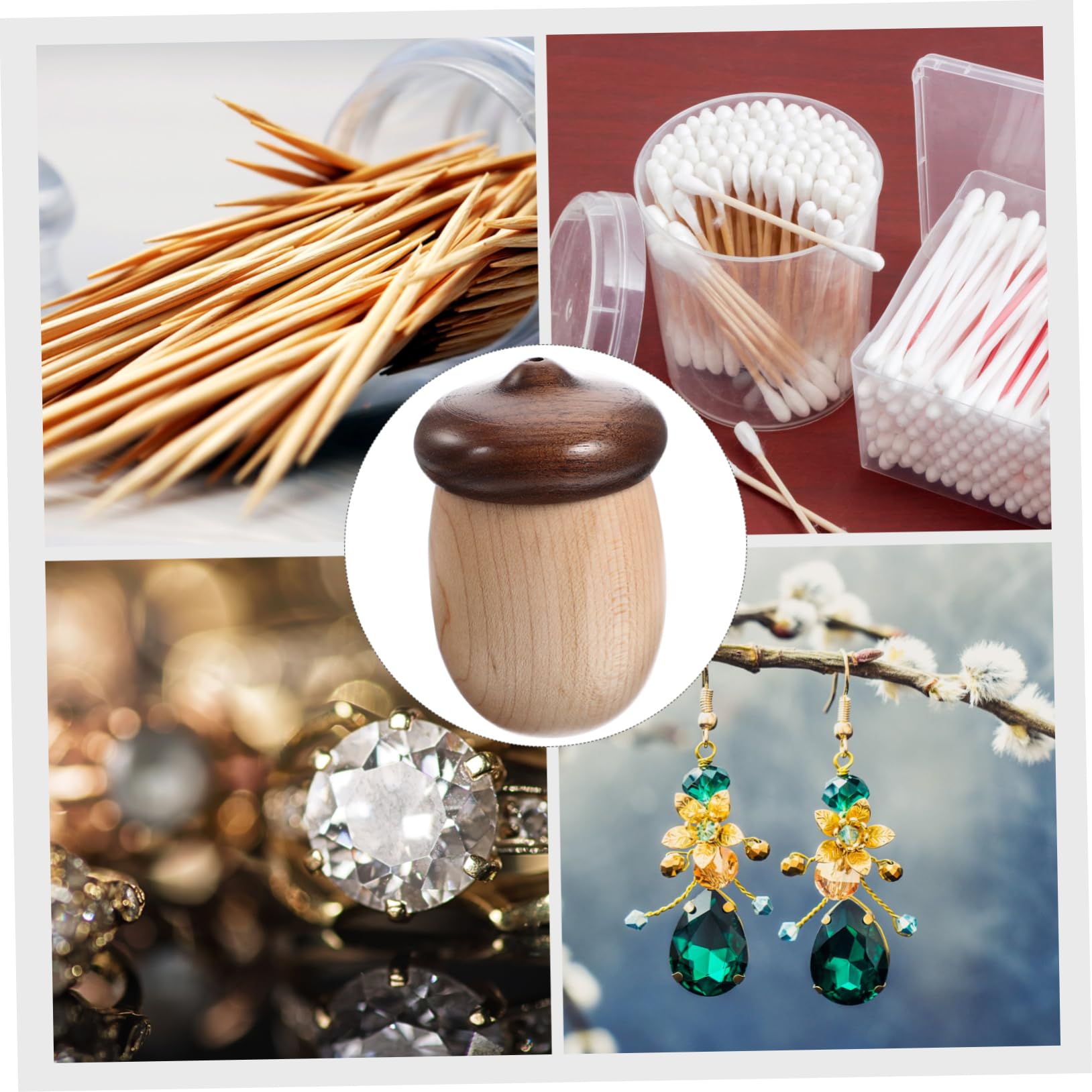 SOLUSTRE Cotton Swab Holder Elegant Toothpick Dispenser for Desktop Stylish Bathroom Organizer Reusable Container for Home Office Cafe Chic Design Compact