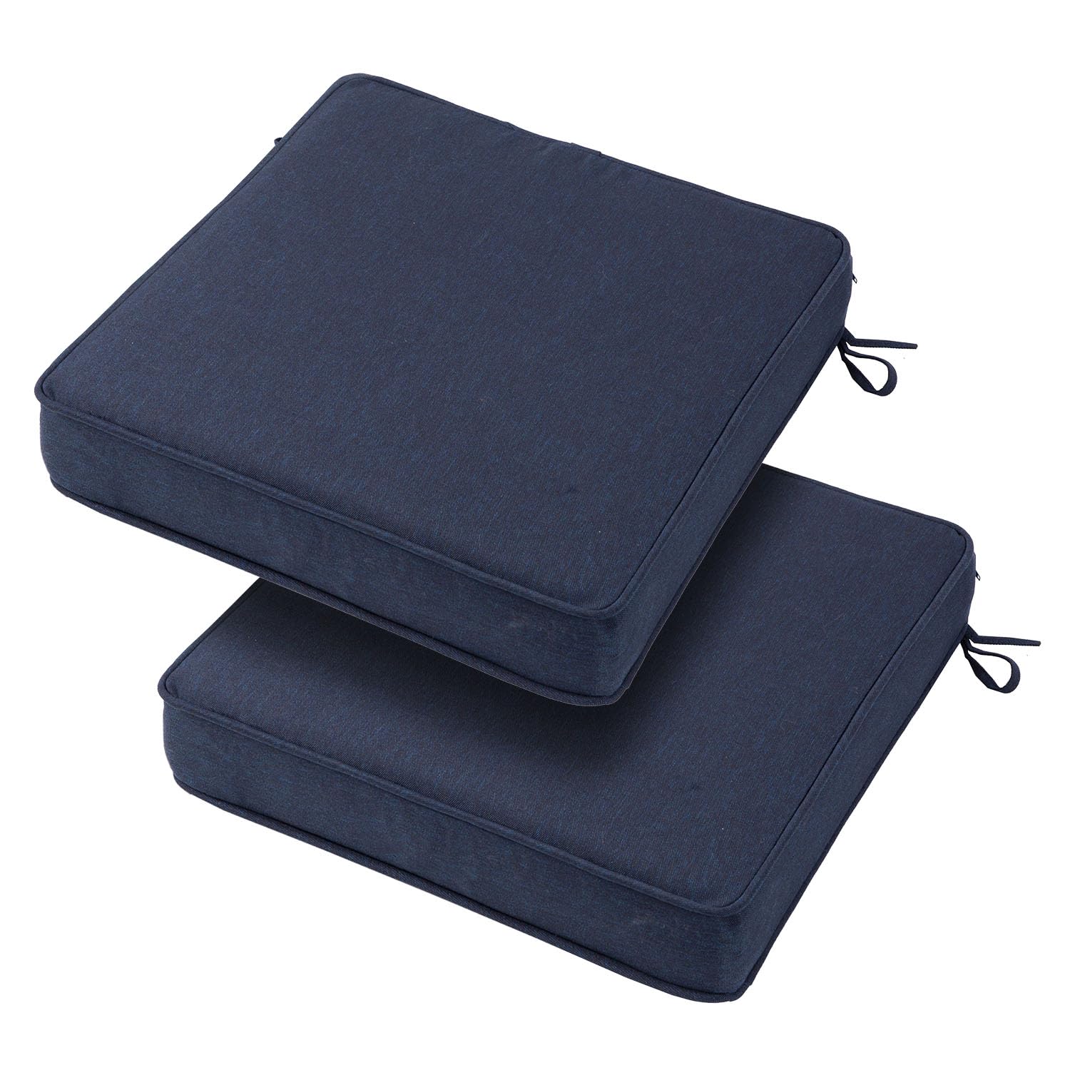 18x18x3 Inch Outdoor Square Corner Chair Cushions with Ties Set of 2, Water&Fade Resistant Thick Seat Cushion Pads for Garden Patio Dining Porch