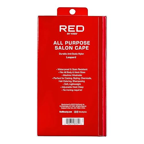 Miniatura 9 de Red by Kiss Capa profesional de corte de cabello, peluquería de salón, capa de peluquería, cierre ajustable, accesorios de corte de cabello, Negro -