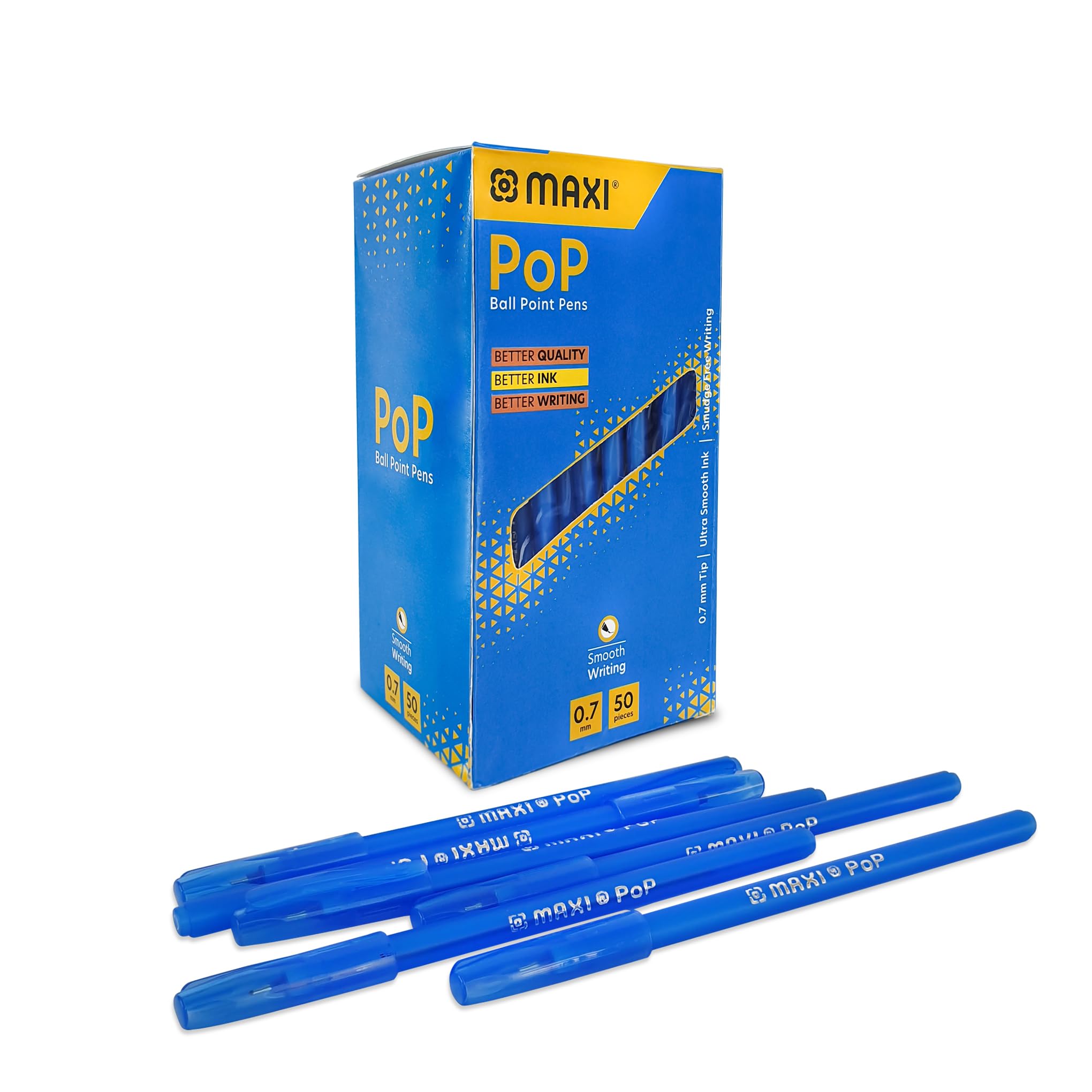 Maxi POP Ball Point Pen 50-Pieces, 0.7 mm Tip Size, Blue