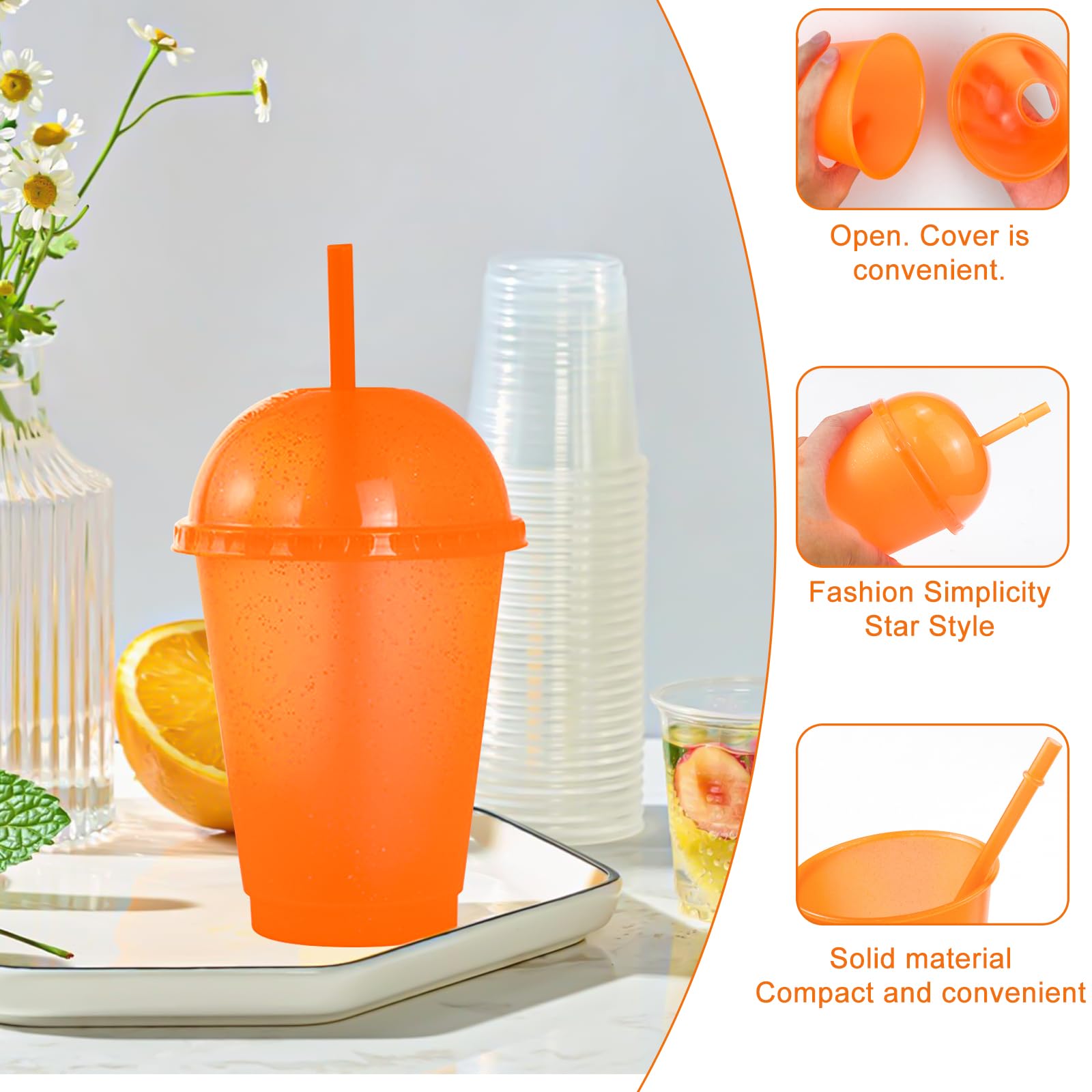 16PCS Tumblers with Lids & Straws,Cups with Lids and Straws,Smoothie Cup, Iced Coffee Mug,Party Water Cup Set,16oz/475ml Colour Changing Cups 8 Colors,Reusable,Suitable for Parties,Picnics,Christmas - Image 3