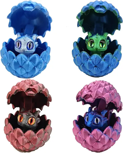 4 Stück Drachenei mit Drache - Fantasy Drachen Figuren Spielzeug für Kinder