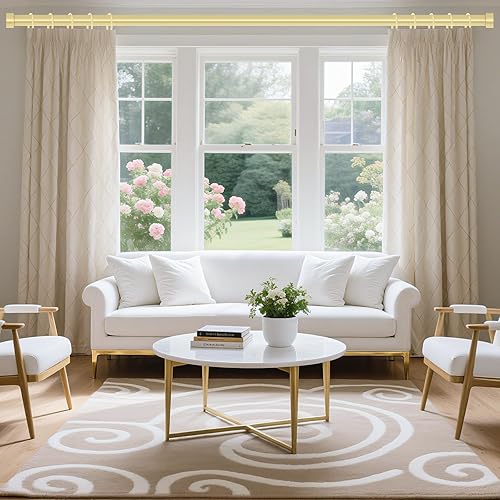 Miniatura 2 de Barras de cortina doradas para ventanas, 1 pulgada de diámetro, con remates de tapa en extremos, estilo moderno, 36 a 88 pulgadas