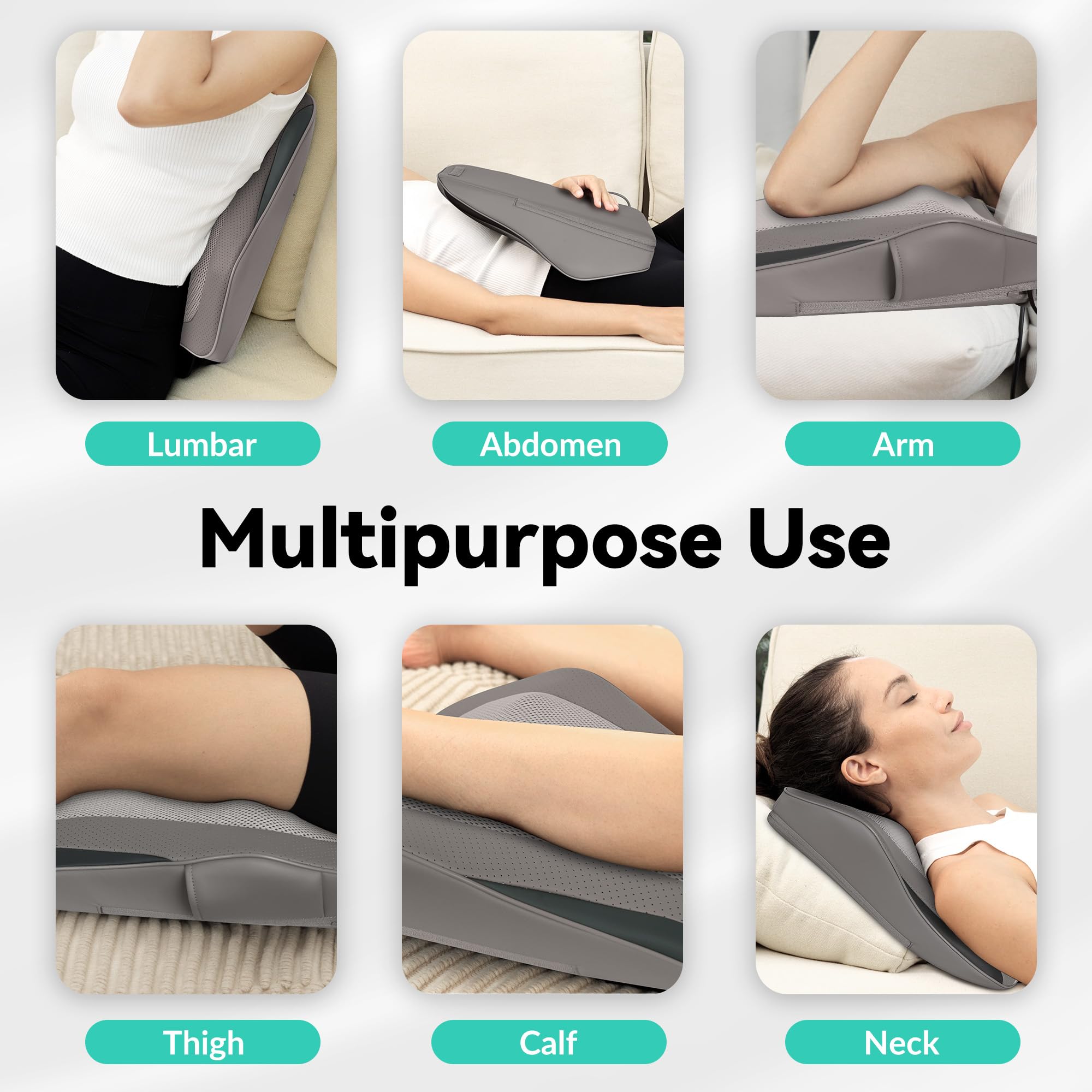 Snailax Shiatsu-Nackenmassagegerät mit Wärme und Vibration, Knet-Massagegerät Rücken Nacken Schulter, Rückenmassagegerät, Massagekissen, Geschenke Männer Frauen, Beige