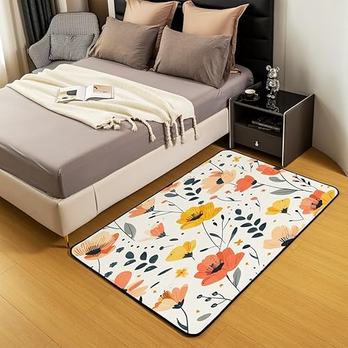 Miniatura 5 de Feelyou Groovy - Alfombra de área de flores de 5 x 7 pulgadas, retro, floral, bohemio, alfombra decorativa para niños, niñas, adolescentes, 70S,