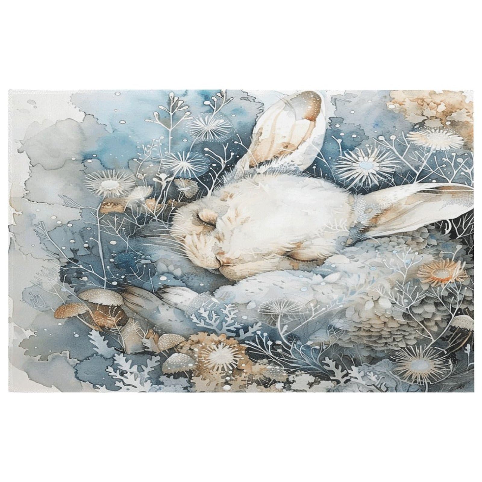 Tapis lavable antidérapant en caoutchouc pour cuisine et chambre lapin
